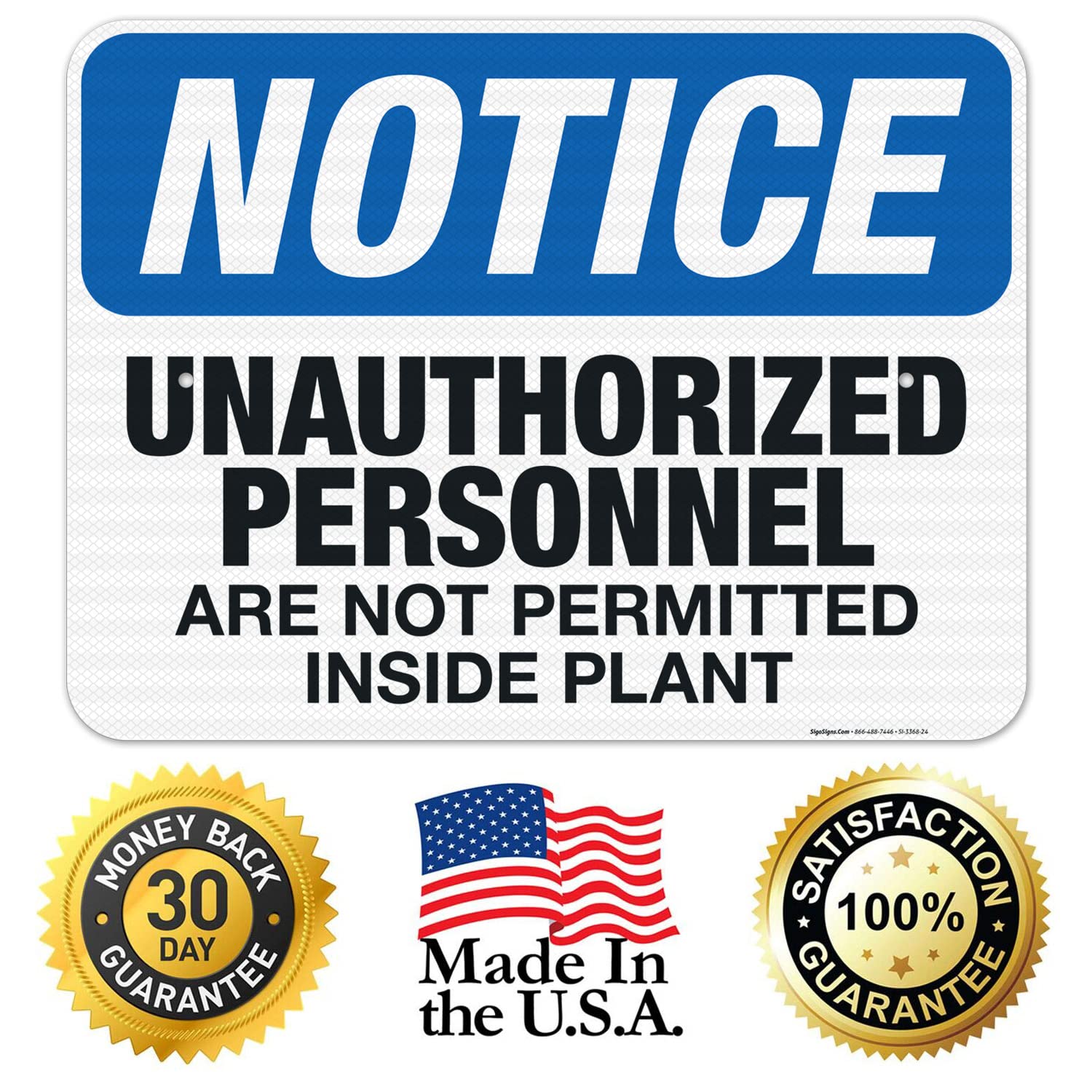 Unauthorized Personnel Prohibited OSHA Safety Sign - 18x24 Inch Reflective Aluminum Plant Warning Sign, 3M EGP .080 Thick, Fade Resistant for Indoor & Outdoor Use - Made in USA | Perfect for Construction Sites, Warehouses & Industrial Facilities