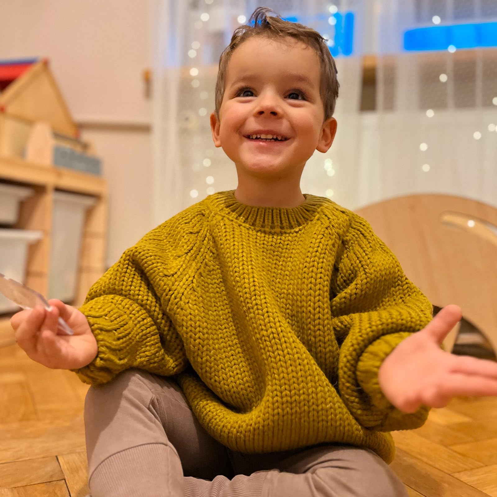 Volunboy Baby Knit Sweater - Soft Cotton Crochet Long Sleeve Pullover for Boys & Girls | Cozy Fall Winter Toddler Clothes for Playdates, Family Photos & Holiday Outfits