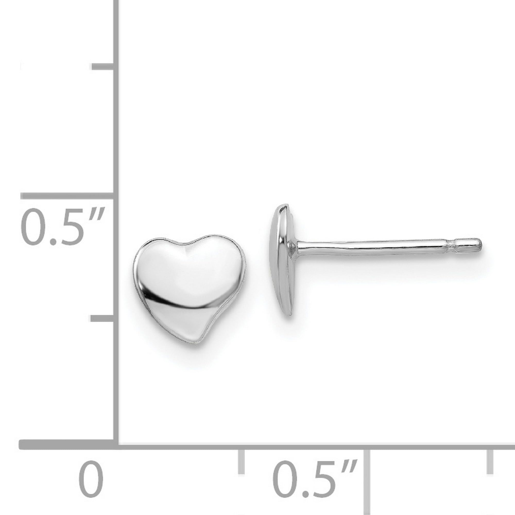 14K White Gold Heart Stud Earrings - 3x3mm Polished Post Earrings for Women - Perfect for Valentine's Day, Anniversary & Everyday Wear