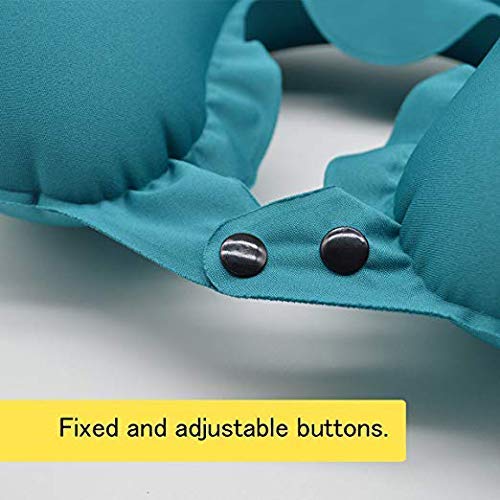 APURK Portable Push Button Inflatable U-Shaped Neck Pillow for Travel - Auto Inflating Neck Support for Airplane, Car, Office & Camping Use