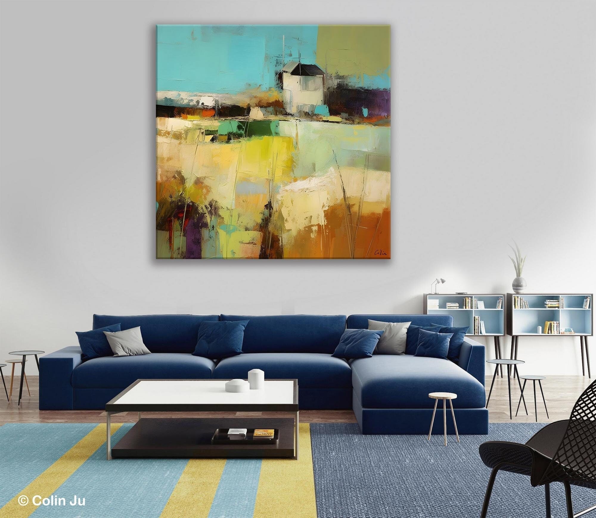 Landscape Canvas Paintings - Hand Painted Acrylic Wall Art, Original Abstract Nature Scenes, Large Modern Artwork for Living Room Decor | Perfect for Home, Office & Gift Giving