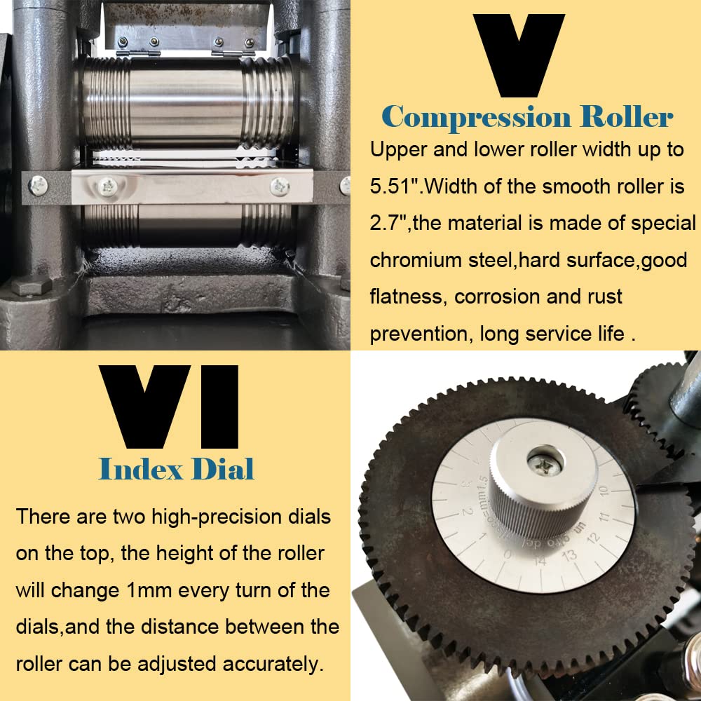 TECHTONGDA 1.5HP 140mm Electric Jewelry Rolling Mill Machine - Gold & Silver Bar Press, Sheet Metal Forming Tool for Jewelry Making | Perfect for Goldsmiths, DIY Crafting & Precious Metal Work