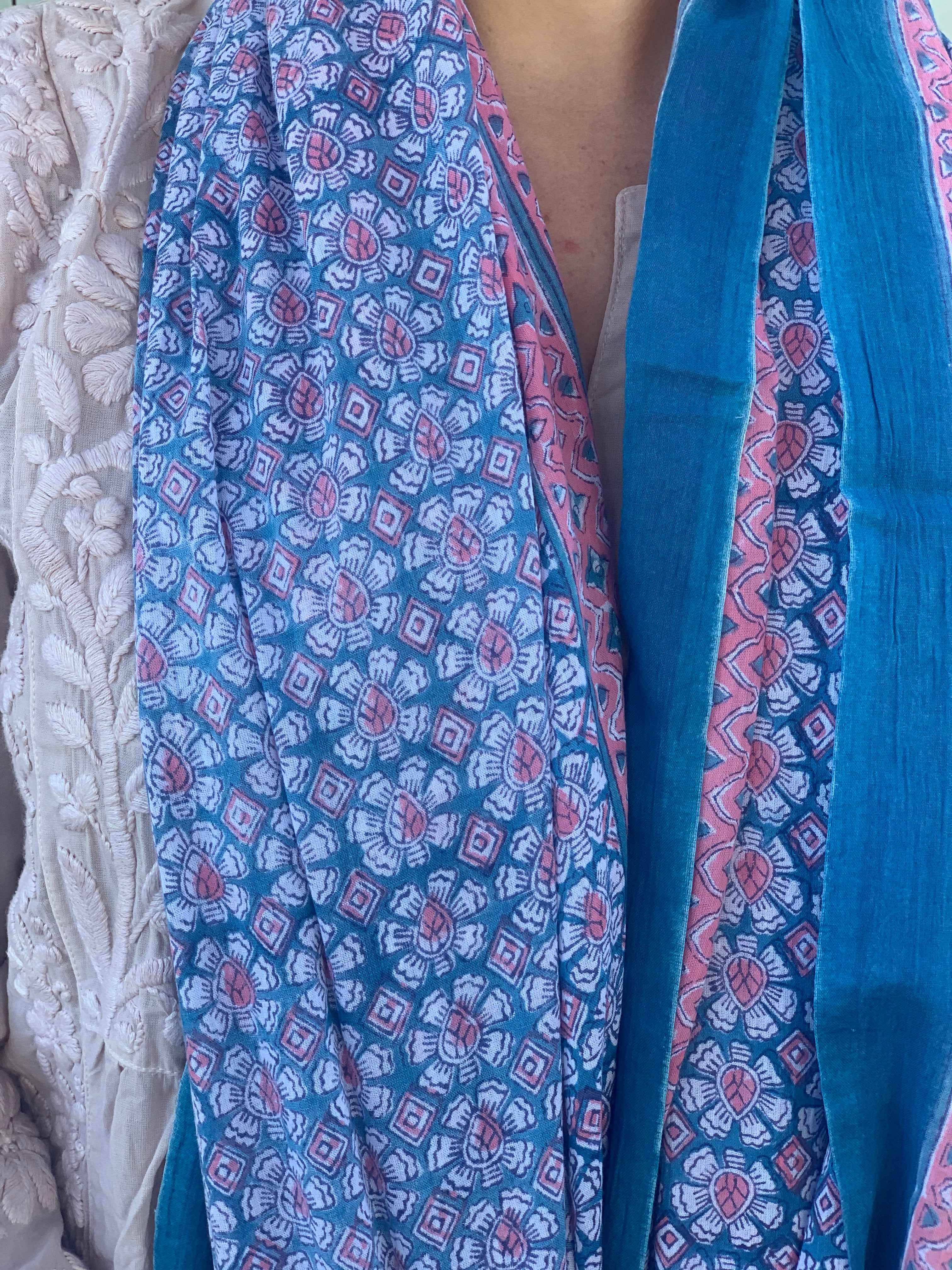 Stylish Block Print Cotton Sarong Pareo Shawl - New Collection for Beach, Pool & Summer Fashion