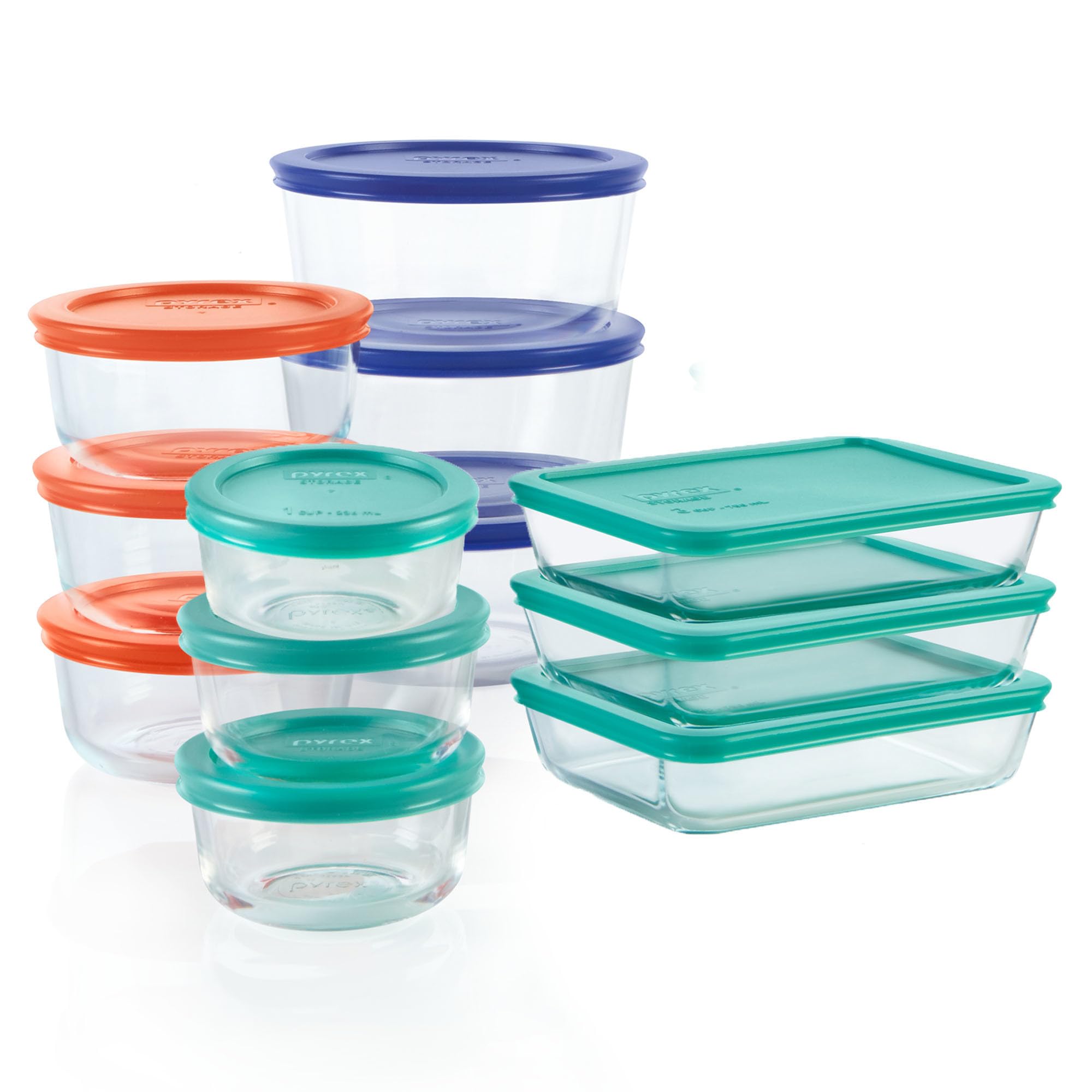 Pyrex Simply Store 24-Piece Glass Food Storage Container Set with Lids - Round & Rectangle BPA-Free Containers for Meal Prep, Leftovers & Freezer Storage | Dishwasher, Microwave & Freezer Safe Glass Containers for Home & Kitchen Organization