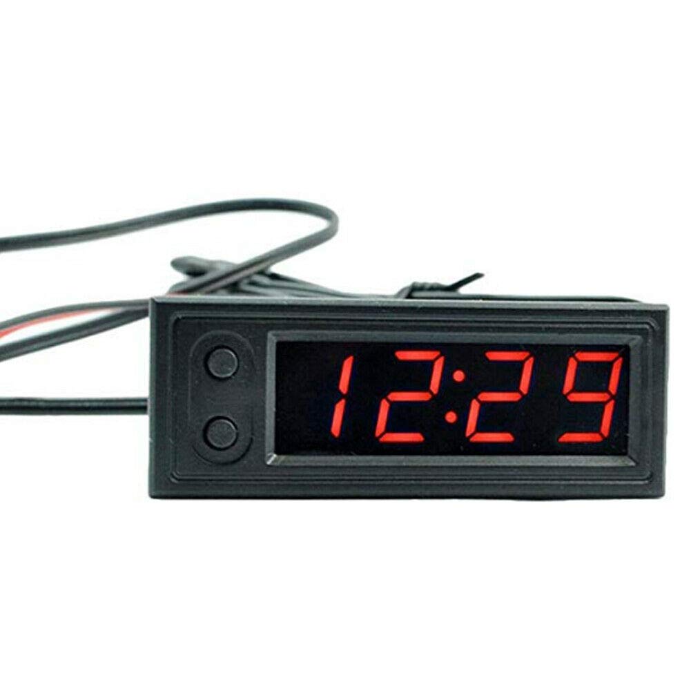 12V Car LED Digital Clock with Temperature & Voltmeter - 3-in-1 Multifunctional Gauge with Backlight for Dashboard - Perfect for Night Driving, Road Trips & Vehicle Monitoring