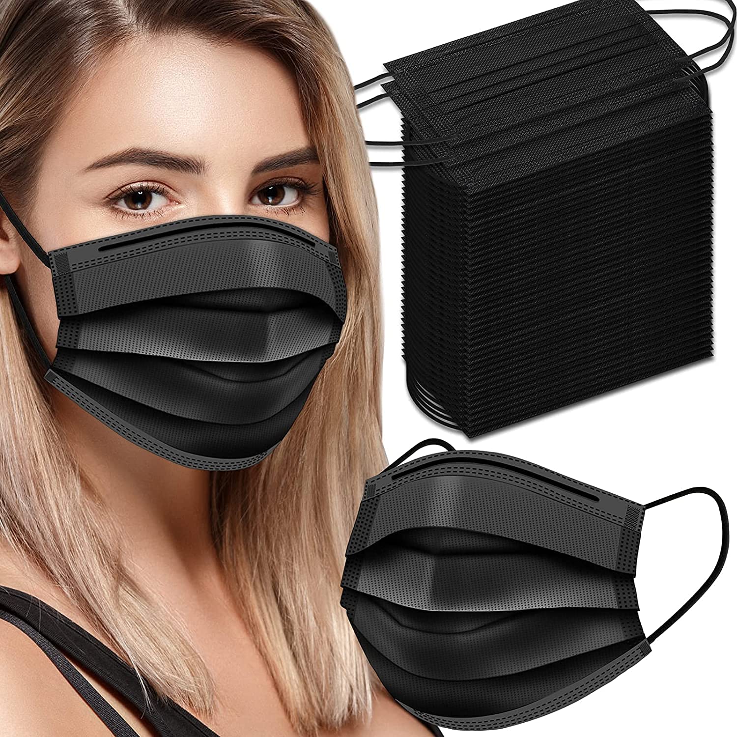 100 Pack Disposable Face Masks - 3-Ply Breathable Protection for Daily Use, Travel & Public Safety | Latex-Free & Comfortable Fit