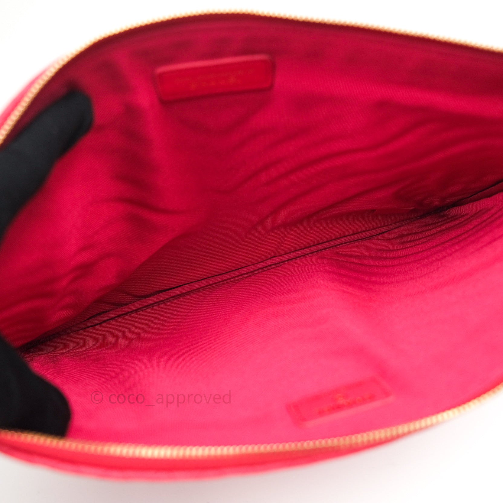 Chanel Chevron Quilted Large Cosmetic Case in Red Caviar Leather with Gold Hardware - Luxury Makeup Bag for Travel & Everyday Use