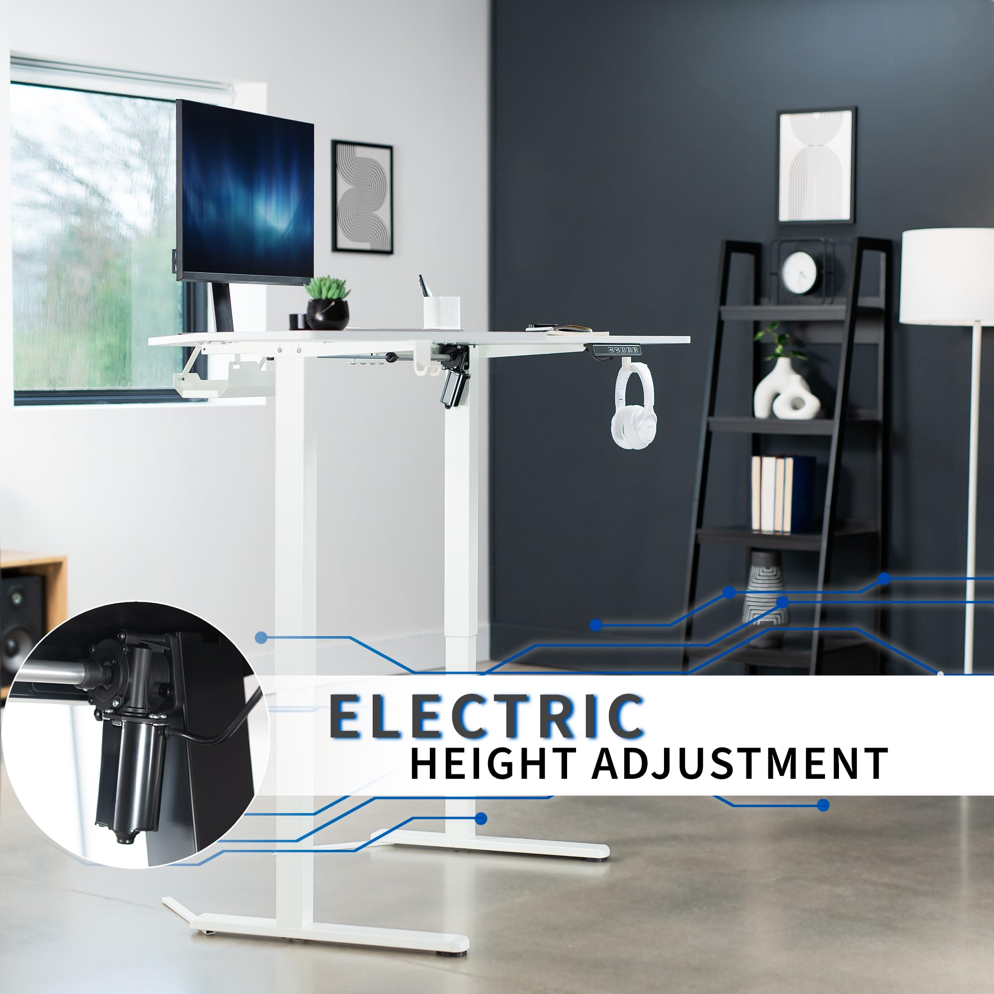 VIVO Electric Corner L-Shaped 47 x 47 Inch Adjustable Height Sit Stand Desk with Memory Controller, White Top & Frame (DESK-E1L94W) - Perfect for Home Office, Gaming Setup & Small Workspaces