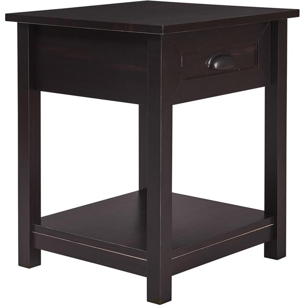 Bailey Wood Nightstand with Drawer - Modern Accent End Table for Bedroom & Living Room, Black - Perfect for Small Spaces, Storage & Stylish Home Decor