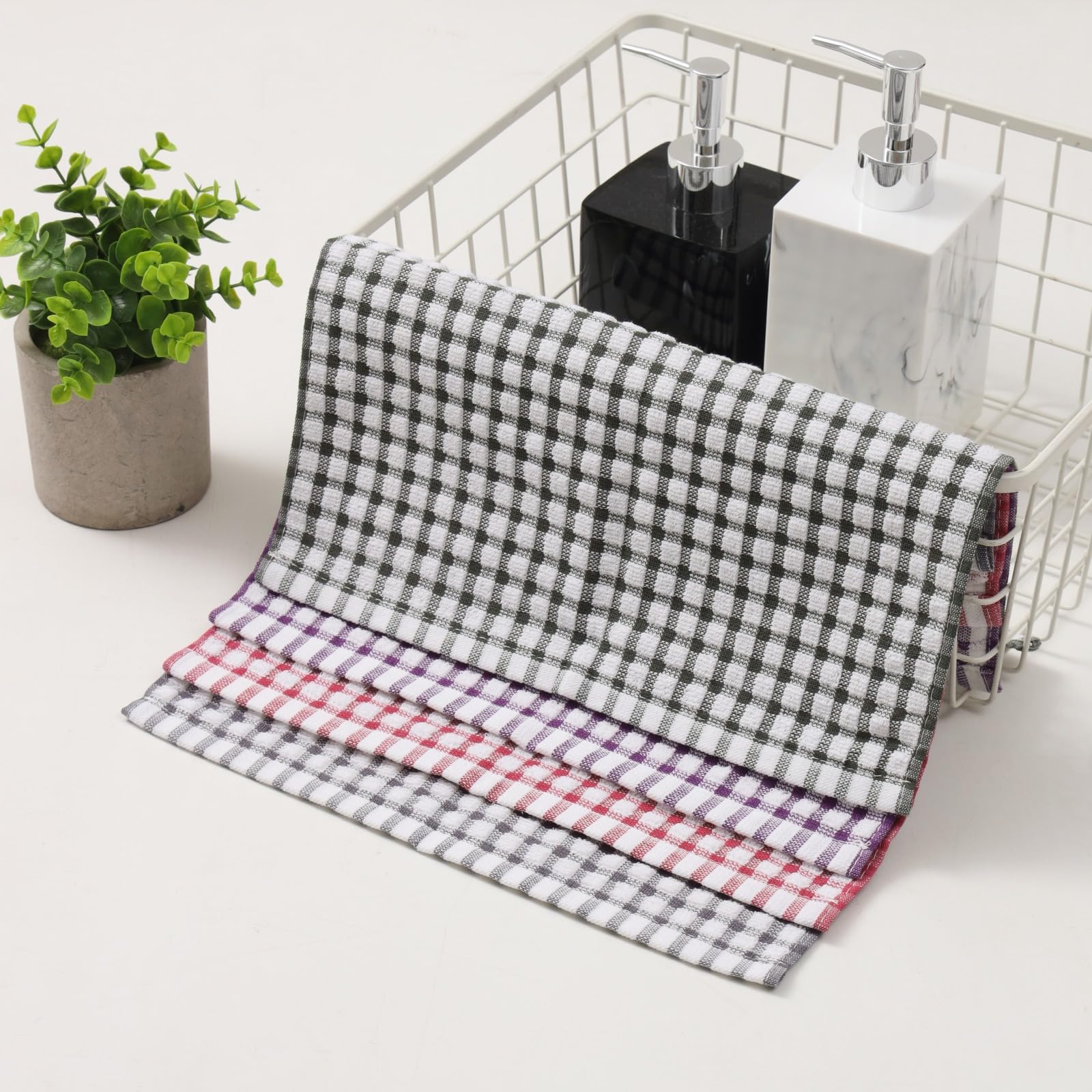 Oeleky 8-Pack 100% Cotton Kitchen Dish Cloths - 12x12 Inch Absorbent & Quick-Drying Dish Rags for Washing Dishes, Cleaning Countertops & Household Chores (Mix-3 Colors)