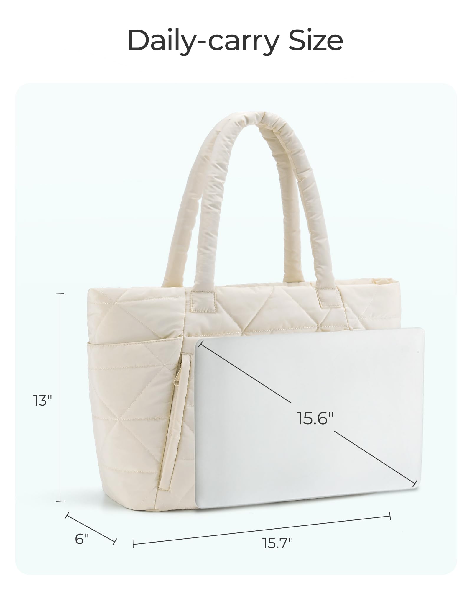 BAGSMART Large Quilted Tote Bag for Women - Puffy Zippered Shoulder Bag with Multiple Compartments | Perfect for Travel, Work, Gym & Daily Use