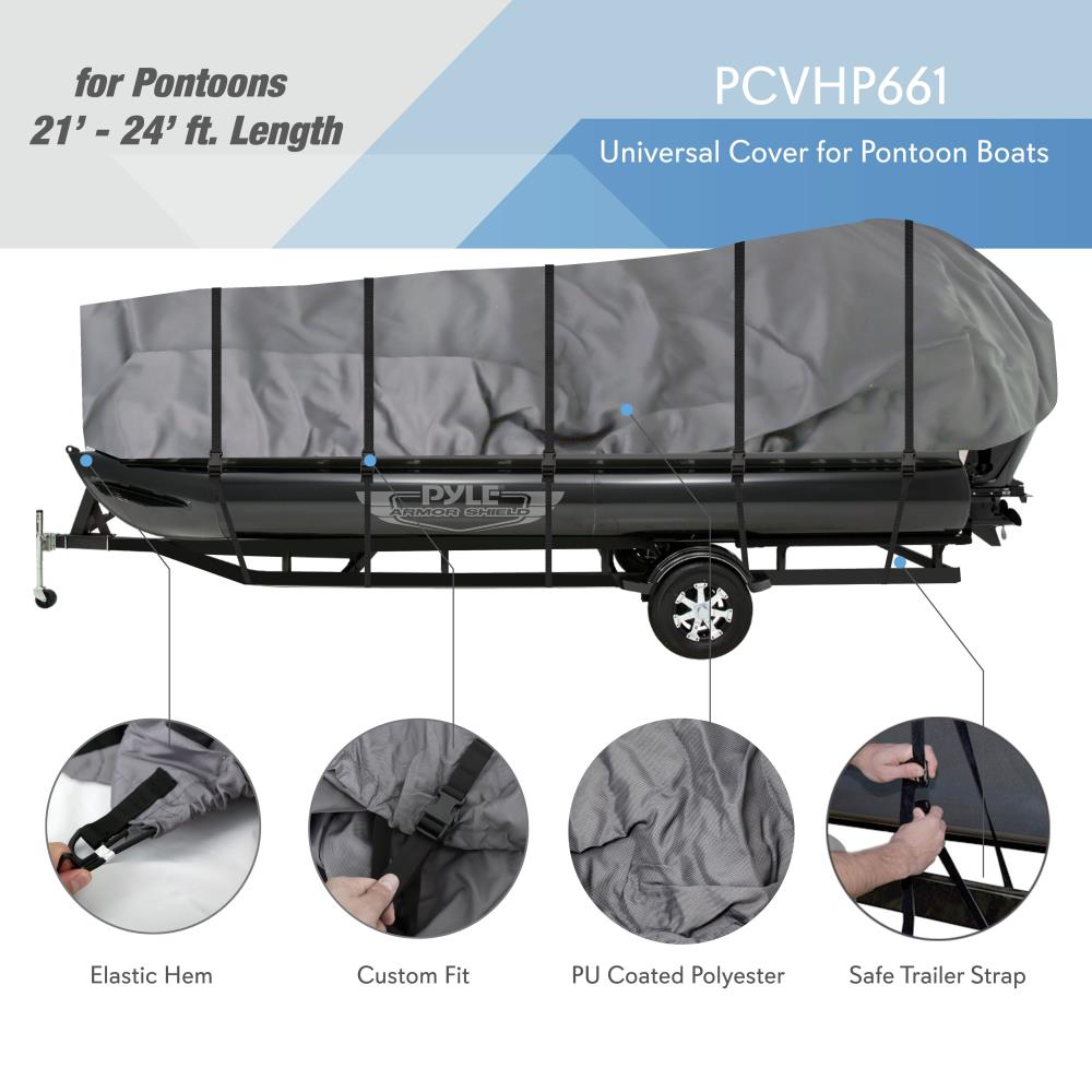 Heavy Duty Pontoon Boat Cover 21-24 Feet - Waterproof, UV Resistant, All-Weather Protection for Outdoor Storage & Mooring