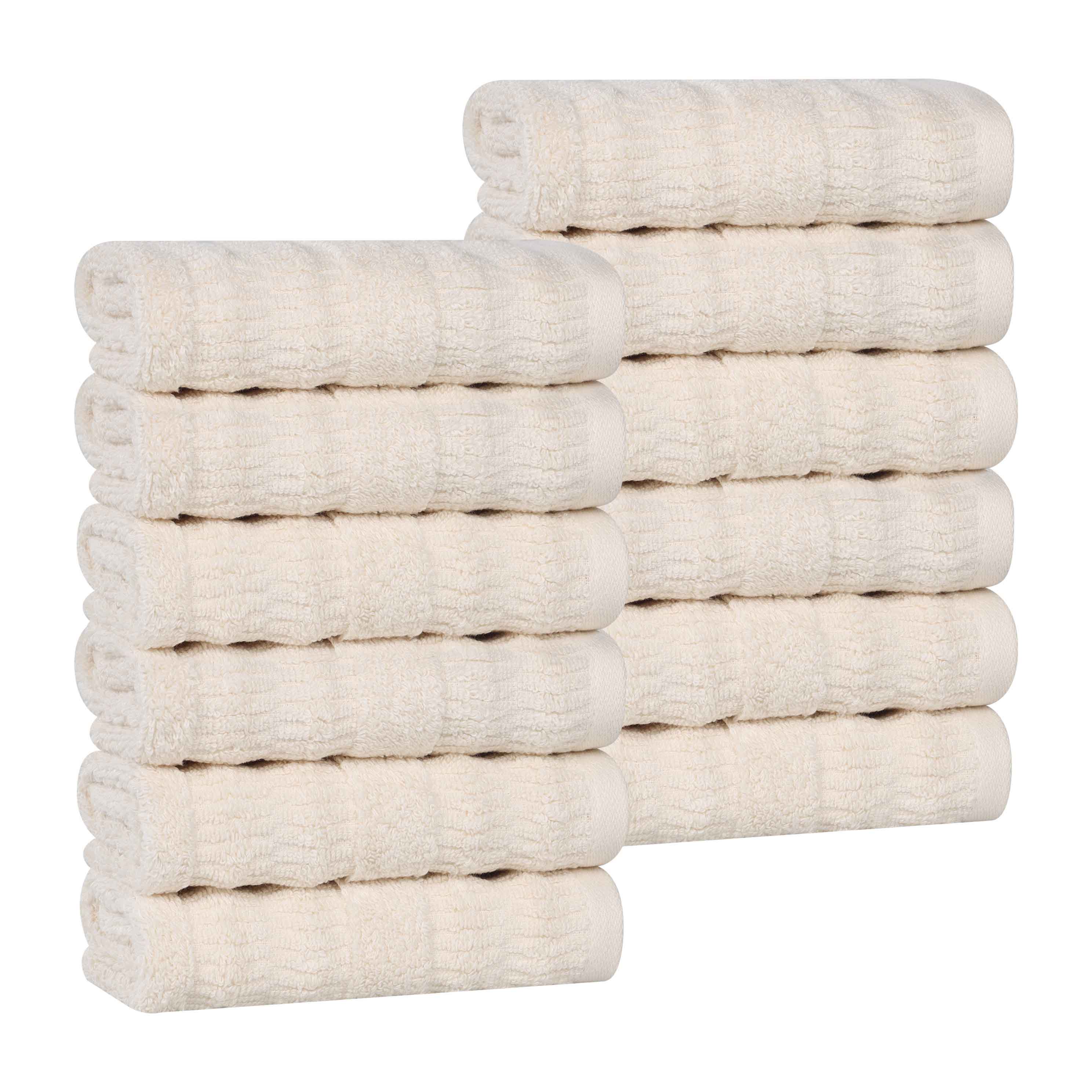 Mika Smart Twist Cotton Face Towels & Washcloths - 12 Pack Soft Absorbent Bath Towels for Spa, Gym, Travel & Baby Care - Hypoallergenic & Quick-Drying