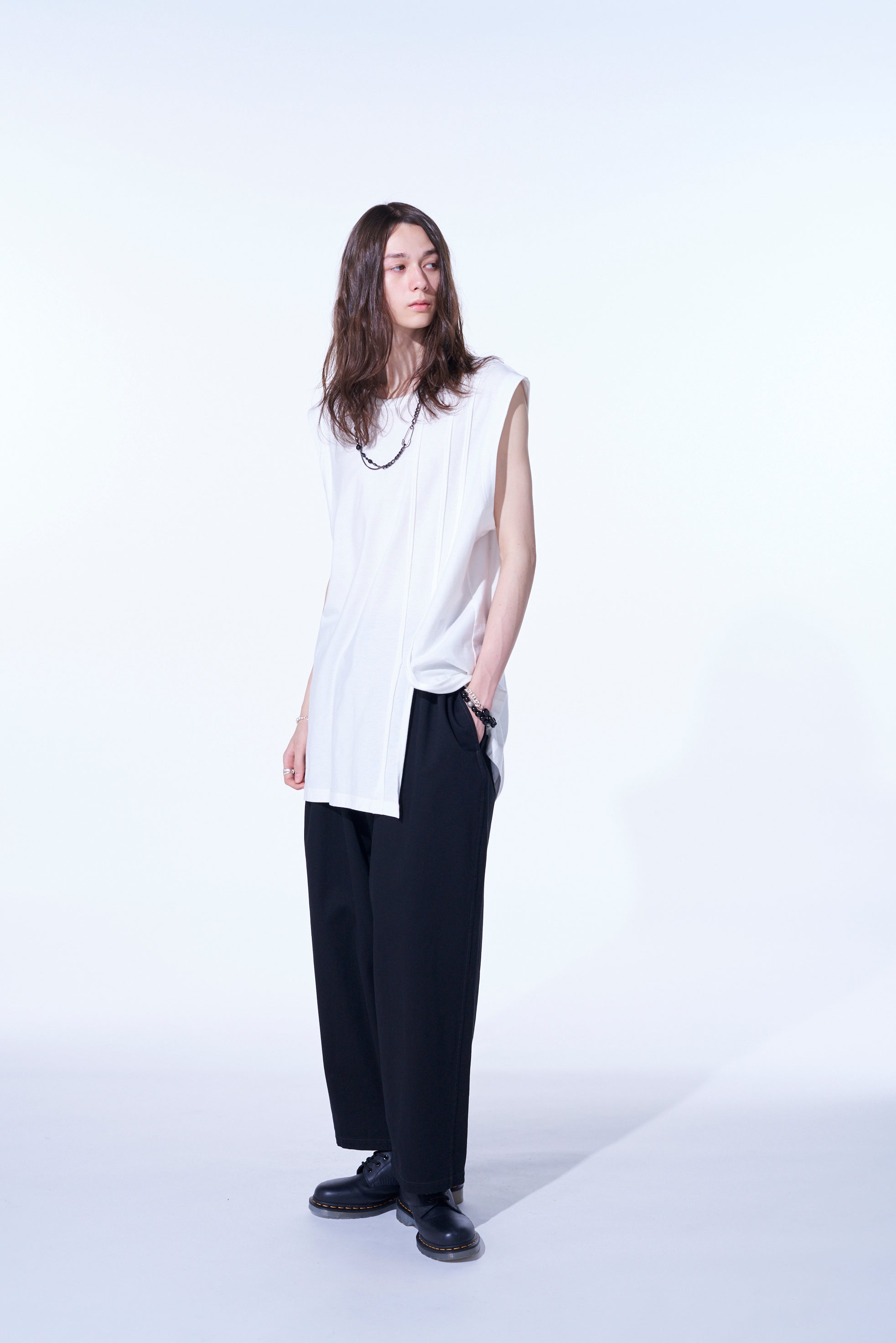 Soft Cotton Jersey Vertically Grafted Sleeveless Top with Side Slit - Breathable Summer Tank for Women | Casual Wear, Beach Outfit & Layering Staple