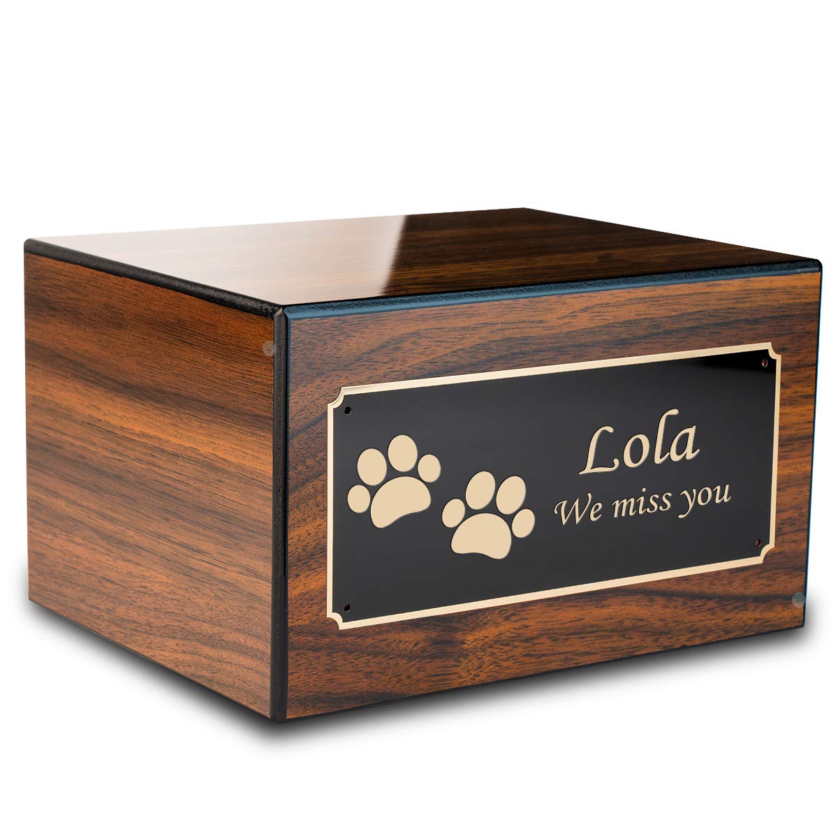 Personalized Walnut Pet Urn for Ashes - Custom Engraved Large Memorial Box for Dogs & Cats - Perfect for Home Memorials & Pet Loss Gifts