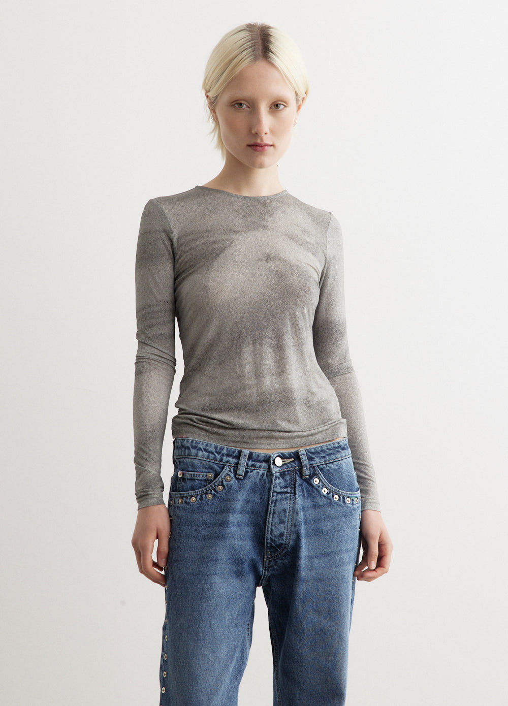 Arcangel Top Mid Grey 203 - Stylish Women's Casual T-Shirt | Comfortable Cotton Blend | Perfect for Everyday Wear, Outings & Layering