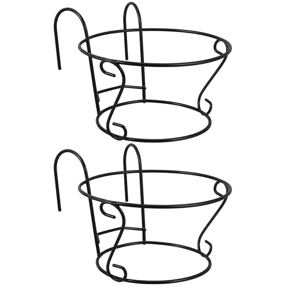 Healifty 2 Pack Iron Flower Stand Hanging Planter - Wall Mounted Plant Holder for Indoor/Outdoor Decor, Garden Organizer, Flower Pot Display (Ideal for Balcony, Patio, Living Room & Office Decor)