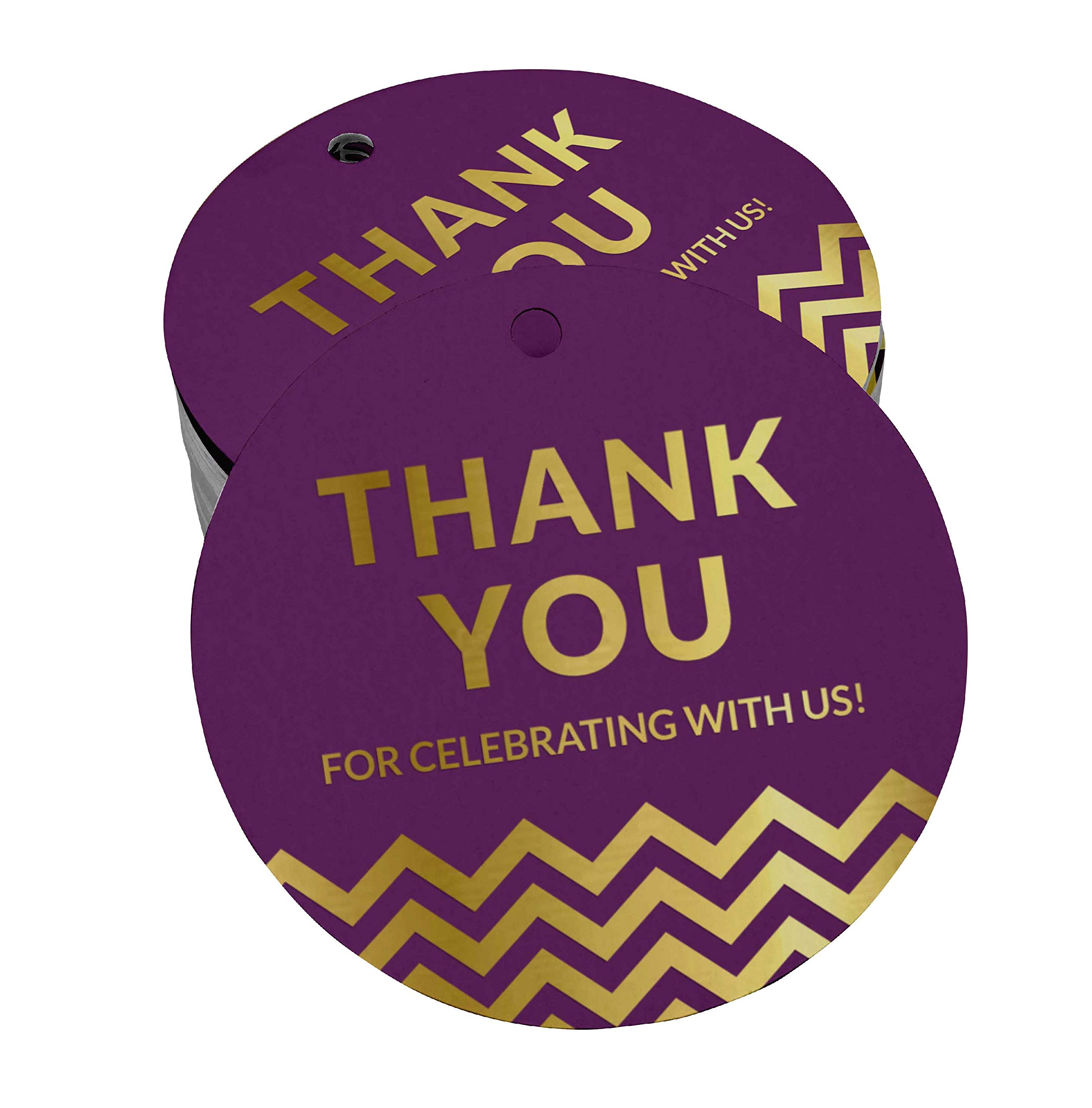 50 Pack Gold Foil Thank You Tags for Bridal Shower, Baby Shower, Wedding, Birthday & Retirement - Elegant Party Favors & Gift Tags for Special Celebrations - Perfect for DIY Crafts, Invitations & Decorations