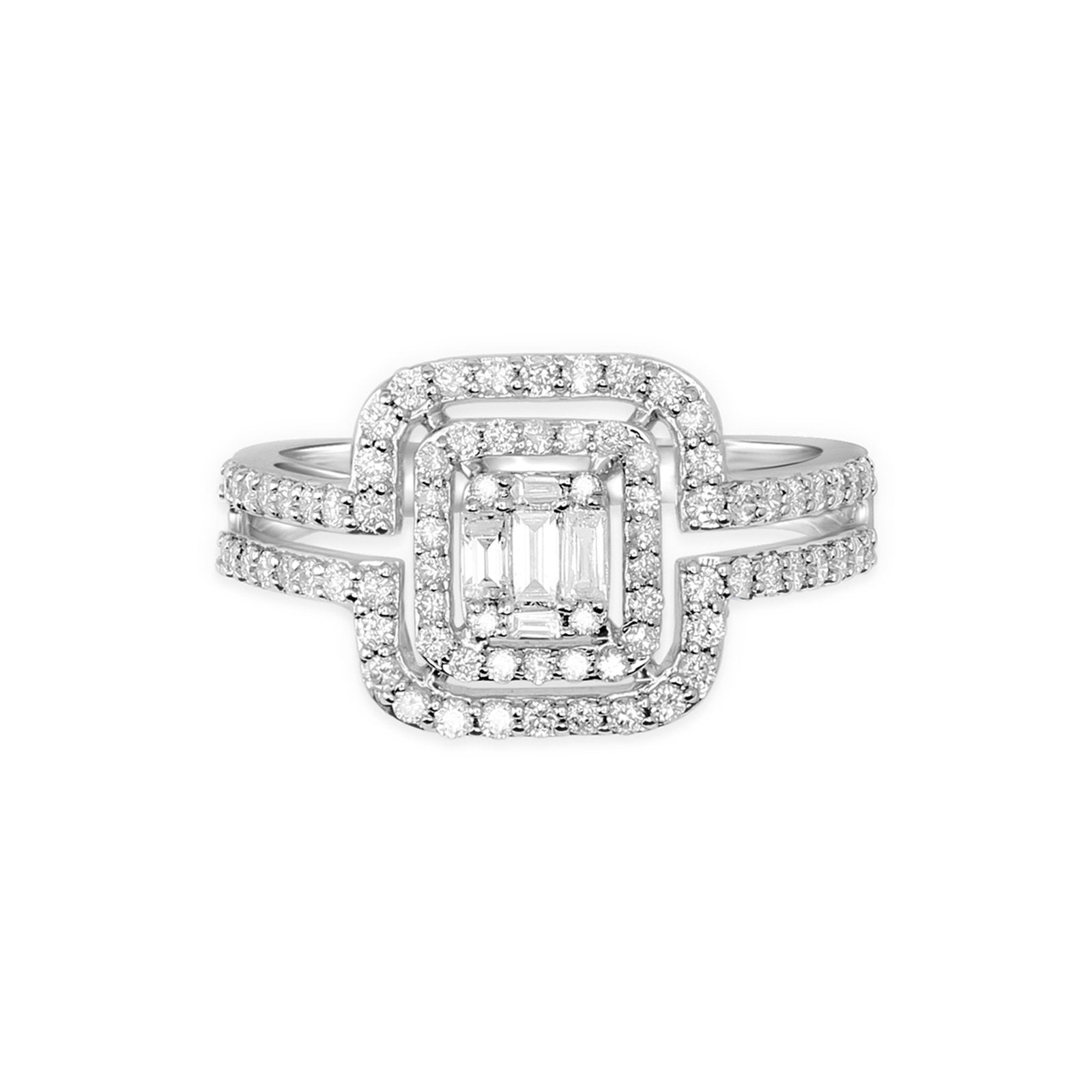 18k White Gold Cushion Cut Diamond Ring with Double Halo & Split Shank - Perfect for Engagement, Wedding & Anniversary Gifts