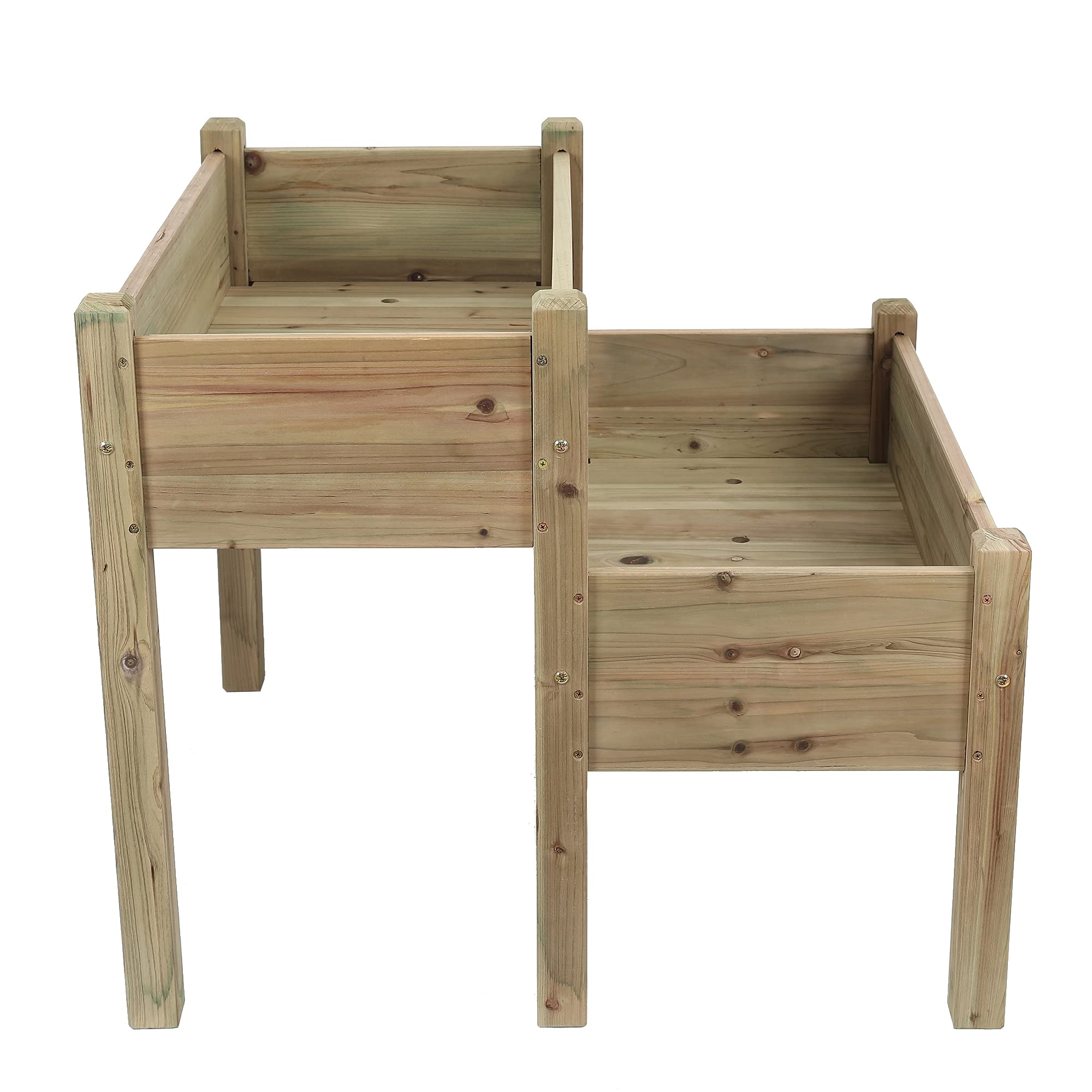 LuxenHome 2-Tier Elevated Wooden Garden Bed Kit - Raised Planter Box for Vegetables, Herbs & Flowers - Perfect for Backyard, Patio & Small Space Gardening