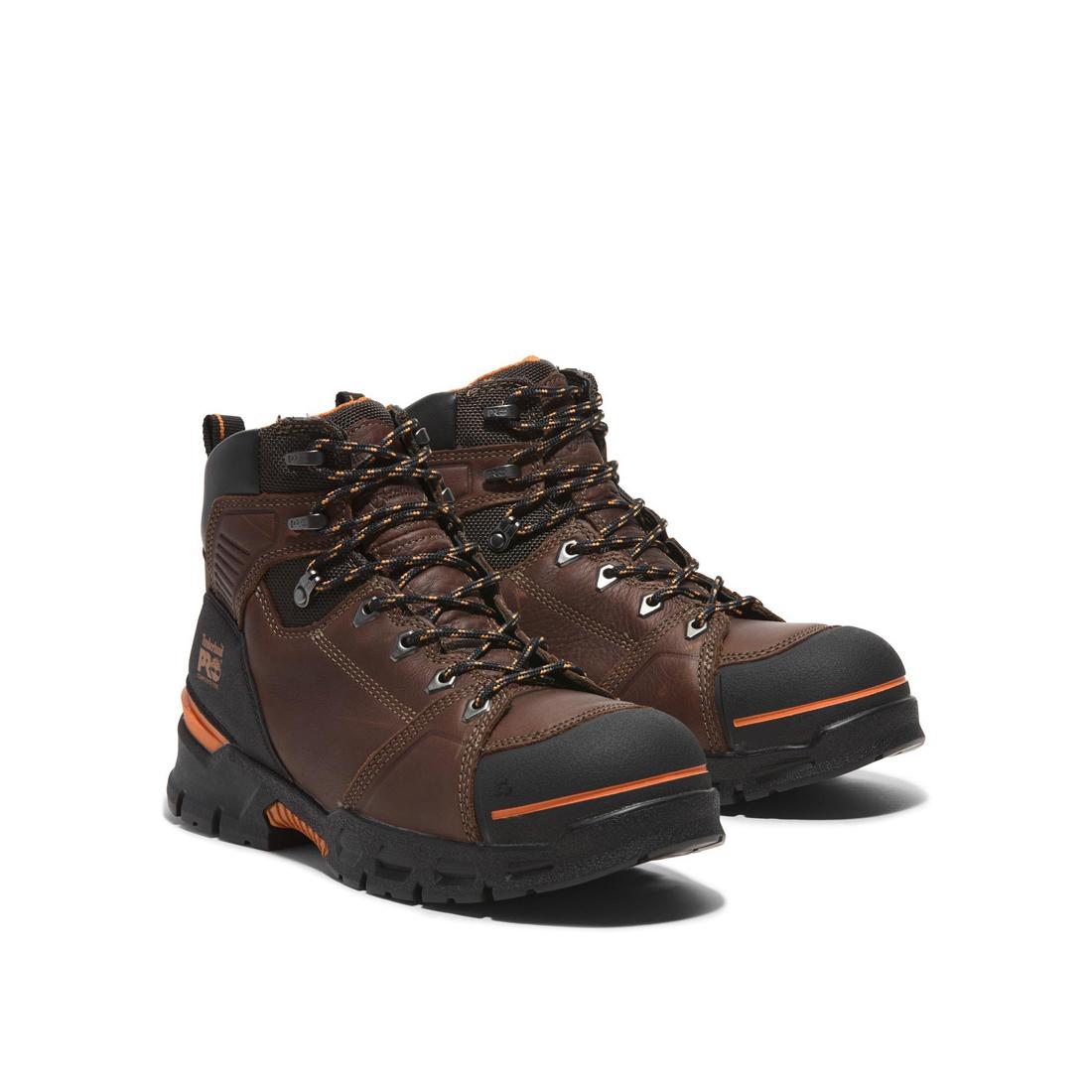 Endurance EV 6 Inch Composite Toe Work Boots for Men - Brown Safety Shoes for Construction, Warehouse & Outdoor Work