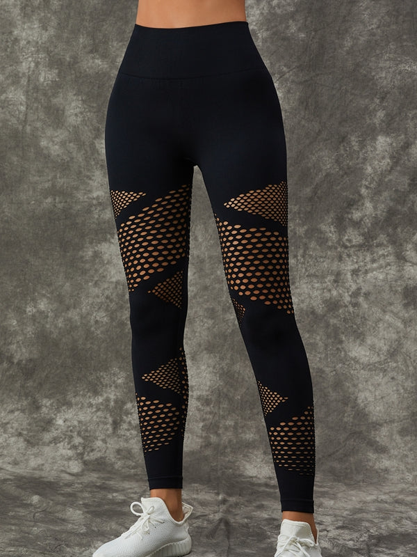 ZASUWA Women's Hollow Out Fishnet Scrunch Butt Lifting Tracksuit Set - Sexy Workout Outfit for Gym, Yoga & Streetwear Fashion