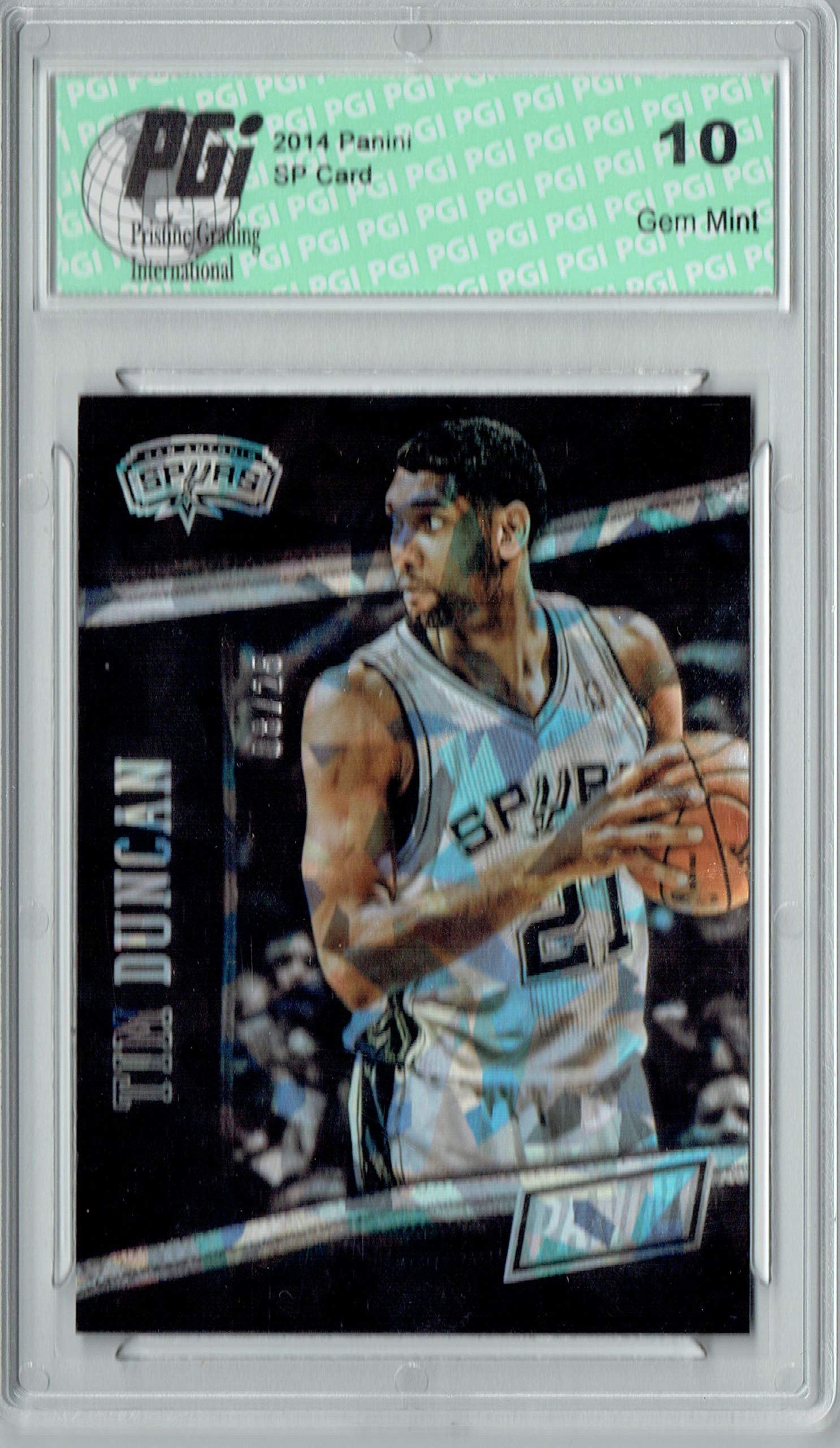 Tim Duncan 2014 Panini #21 Cracked Ice 25 Made PGI 10 Graded Basketball Card - Perfect for Collectors and Sports Memorabilia Displays