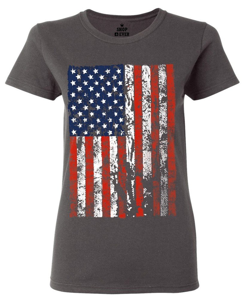 Vintage Distressed American Flag Women's T-Shirt - Patriotic USA Stars & Stripes Graphic Tee for Casual Wear, 4th of July, Memorial Day & Independence Day Celebrations