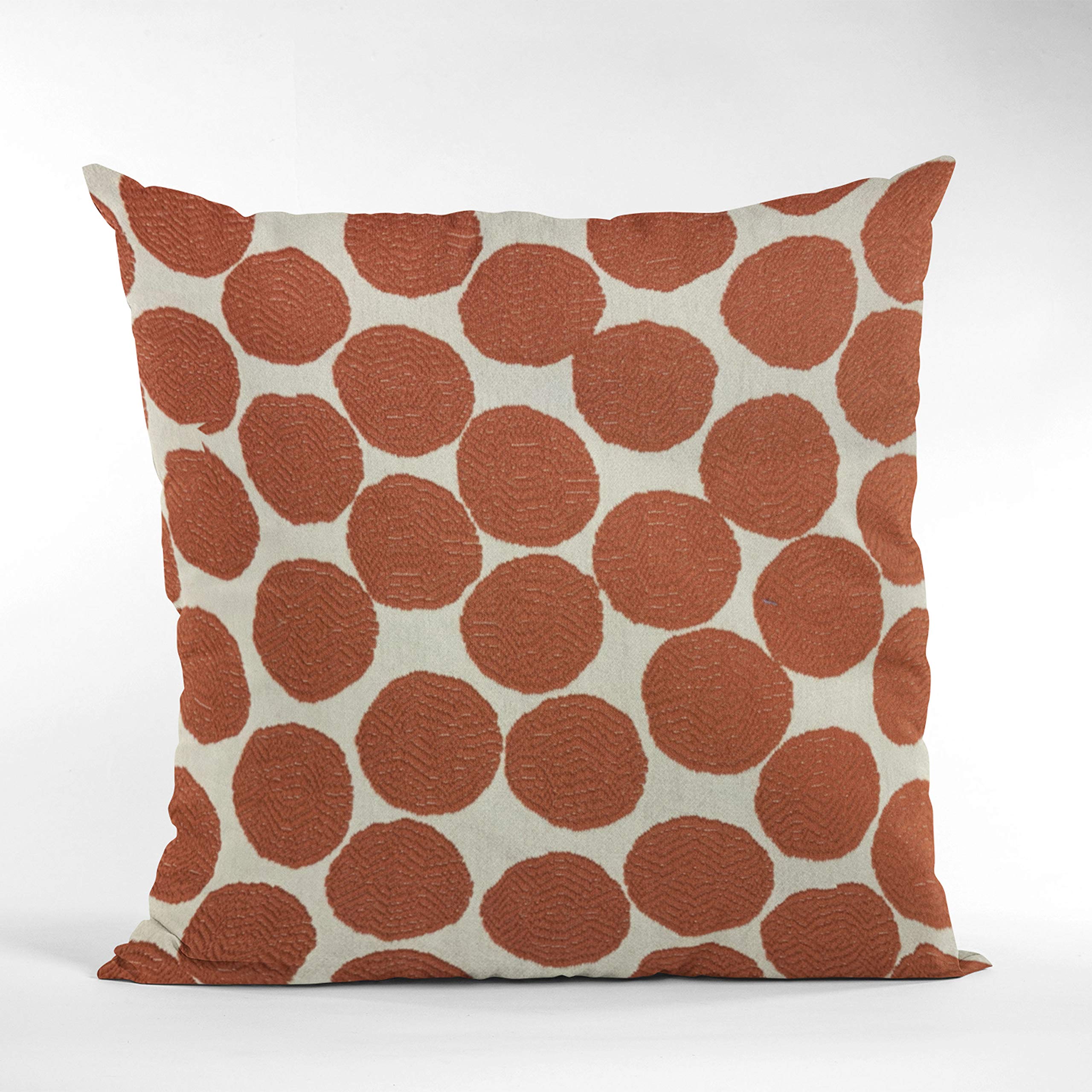Plutus Brands Red & Beige Tomato Dot Luxury Throw Pillow 22x22 Inches - Double Sided Decorative Cushion for Sofa, Bedroom & Living Room