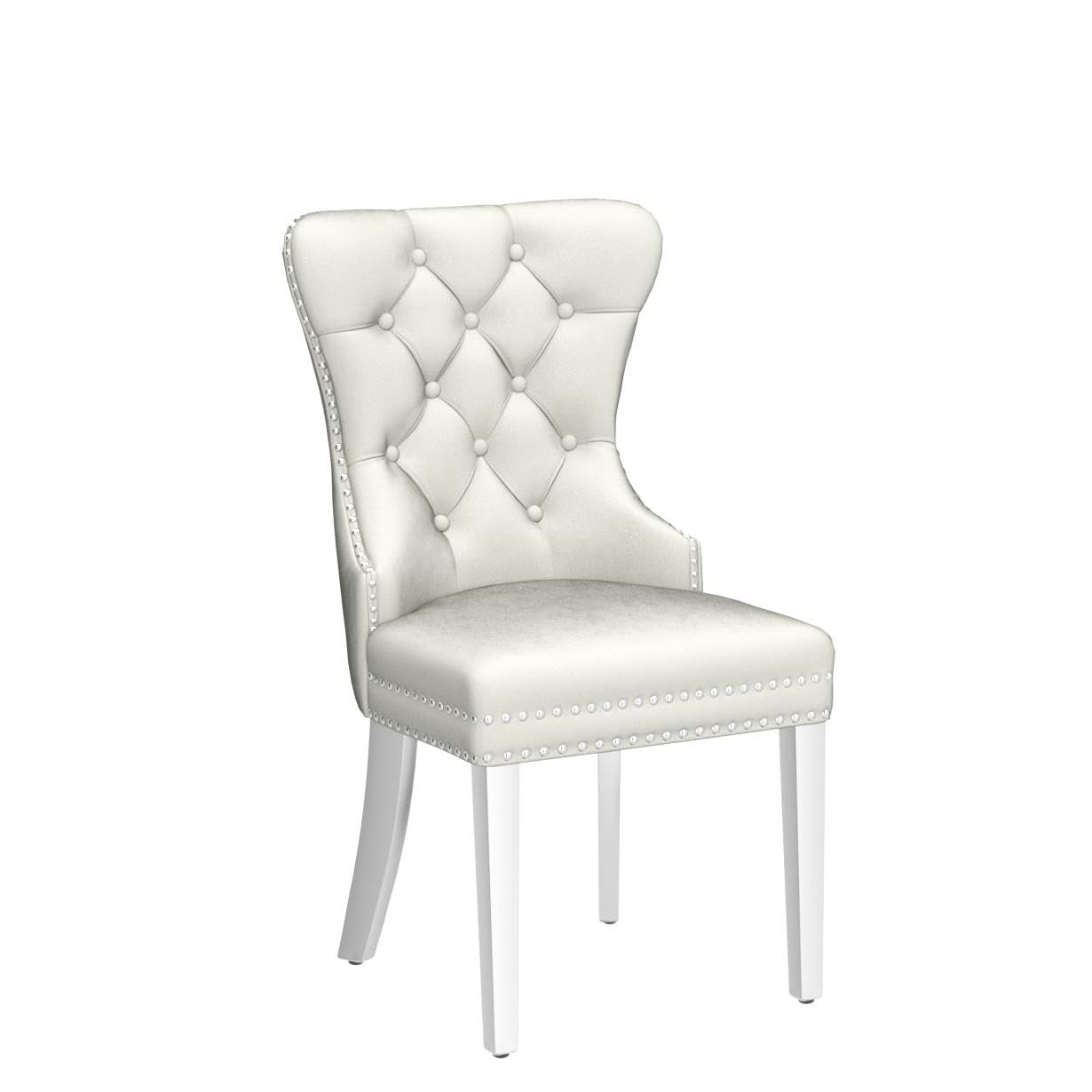 Luxury Velvet Dining Chairs Set of 2 - Tufted Upholstered Dining Room Chairs with Stainless Steel Legs & Ring Pull Design, Beige - Perfect for Modern Dining Rooms, Kitchen Breakfast Nooks & Elegant Home Decor