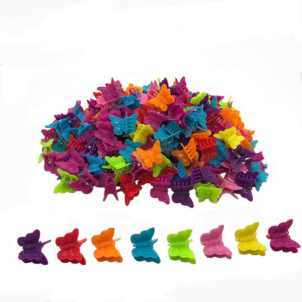 Colorful Butterfly Hair Clips 100pcs - Women & Girls Hair Accessories for Party & Daily Use