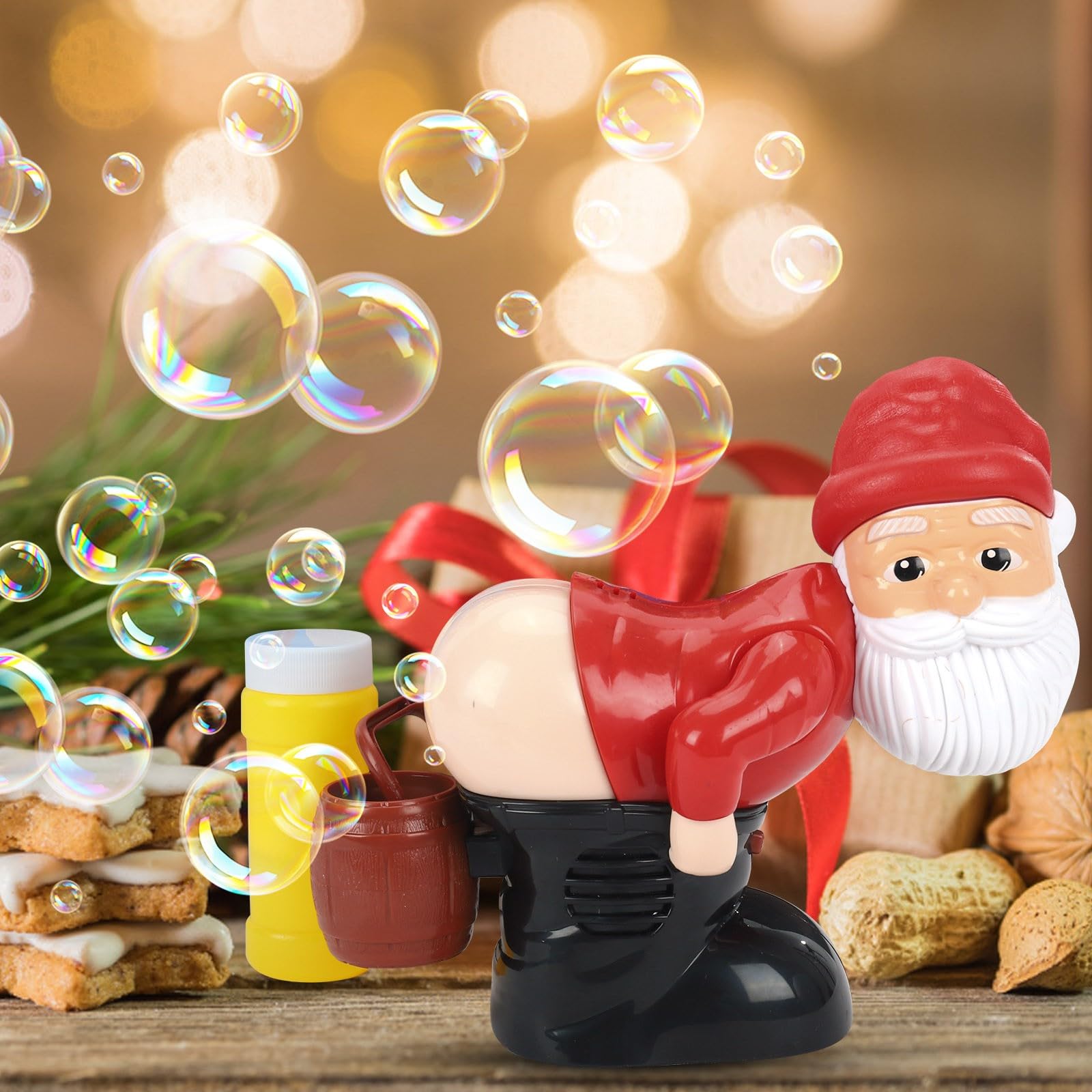 Automatic Bubble Machine with Santa Design - Fun Christmas Bubble Blower Toy for Kids & Adults - Indoor/Outdoor Party Entertainment - Perfect for Birthday Celebrations, Holiday Events & Backyard Play