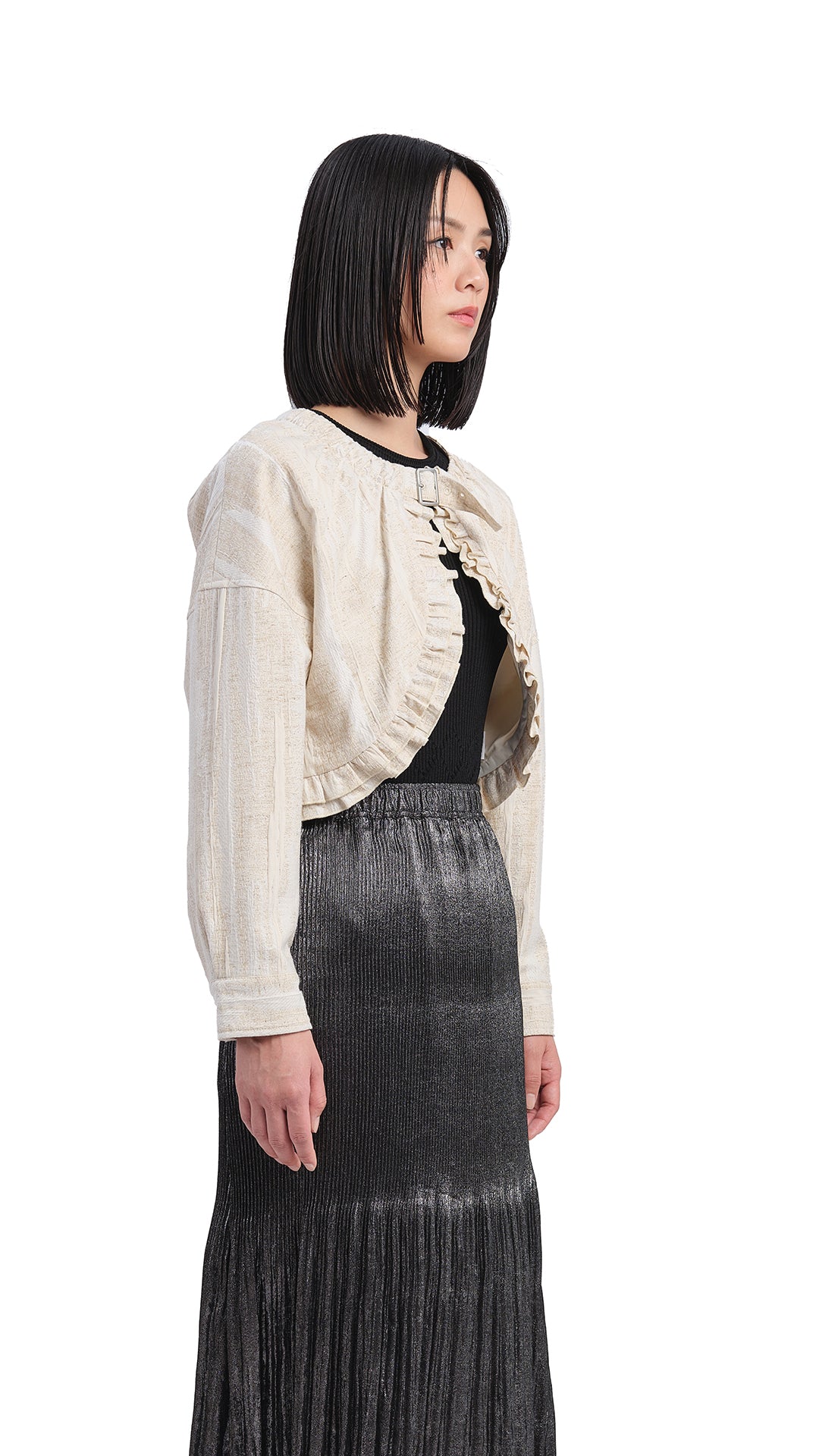Women's Cropped Ruffles Jacket - Stylish Short Blazer with Frill Details for Spring & Summer | Perfect for Office Wear, Date Nights & Casual Outfits