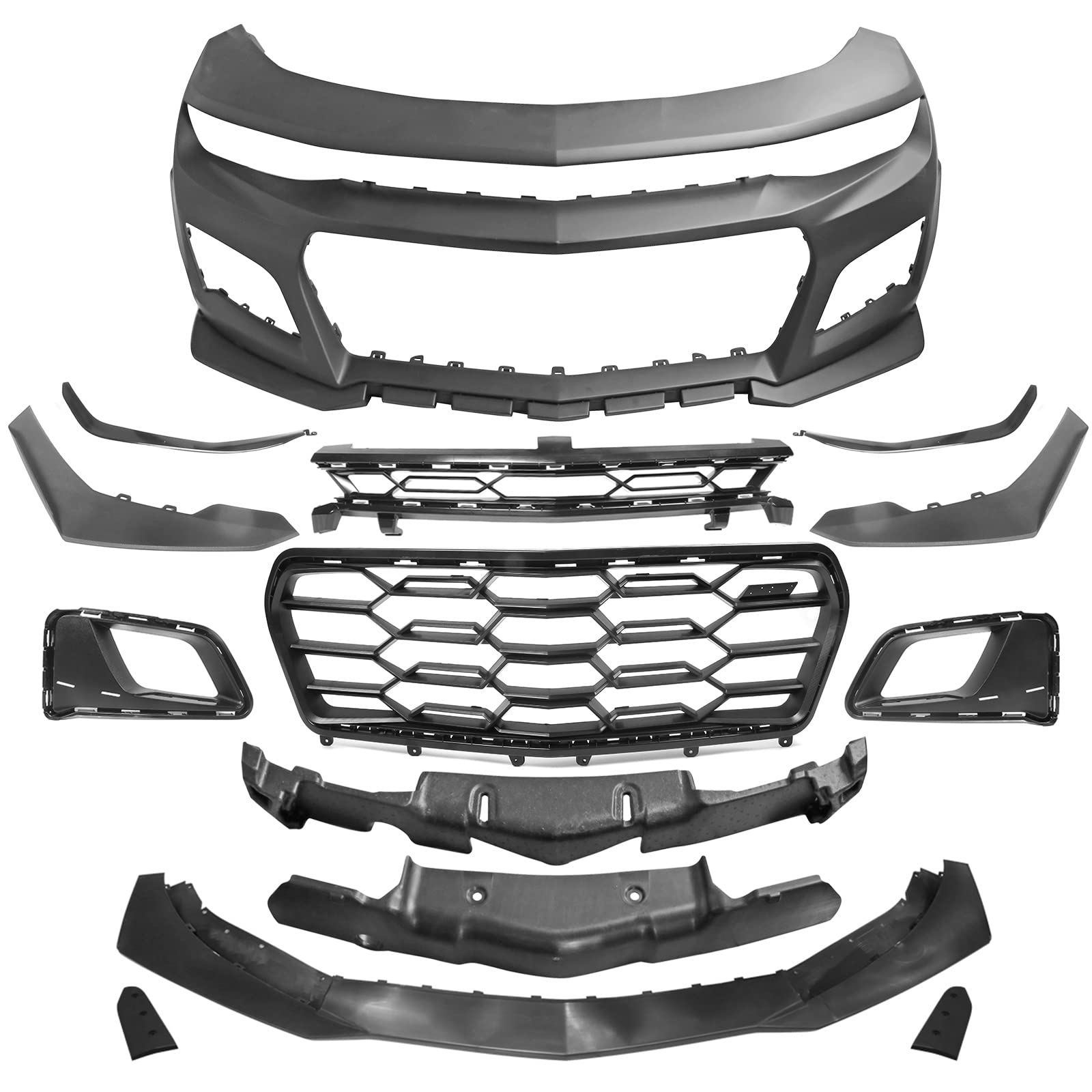 Freemotor802 Front Bumper for 2019-2024 Chevy Camaro - ZL1 1LE Style PP Replacement (Unpainted Black) - Perfect for Upgrades & Protection