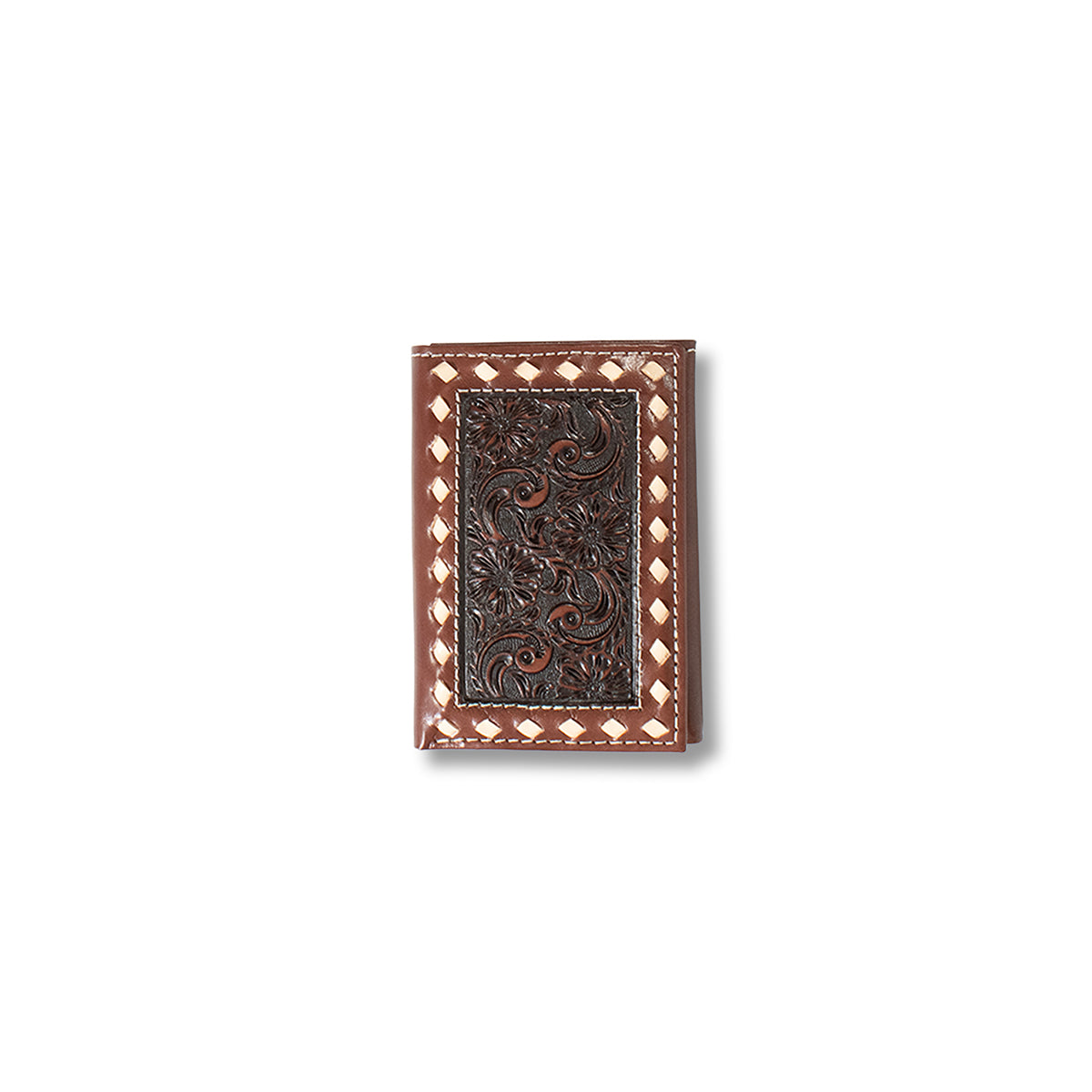 Ariat Men's Trifold Wallet in Genuine Leather - Bucklace Brown - Slim RFID Blocking Bifold Wallet for Everyday Use & Travel
