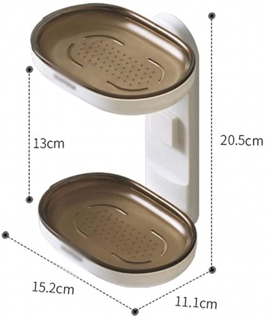 **Double-Deck Rotating Soap Dish Holder - Hollow Drain Design, Punch-Free Bathroom Storage Box for Shower & Sink (Color: C) - Perfect for Small Spaces & Travel**
