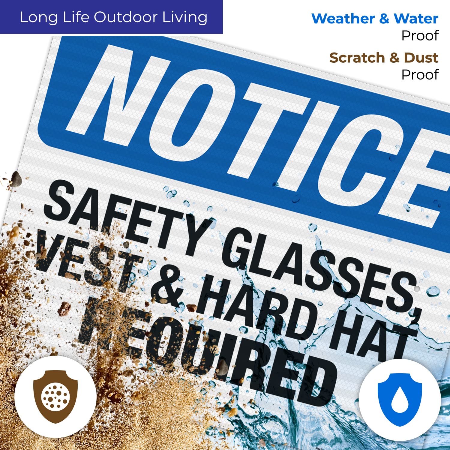 OSHA Compliant Safety Glasses Vest & Hard Hat Required Sign - 24x30 Inches, 3M EGP Reflective .080 Aluminum - Fade Resistant for Indoor/Outdoor Use - Made in USA - Perfect for Construction Sites, Warehouses & Industrial Workplaces
