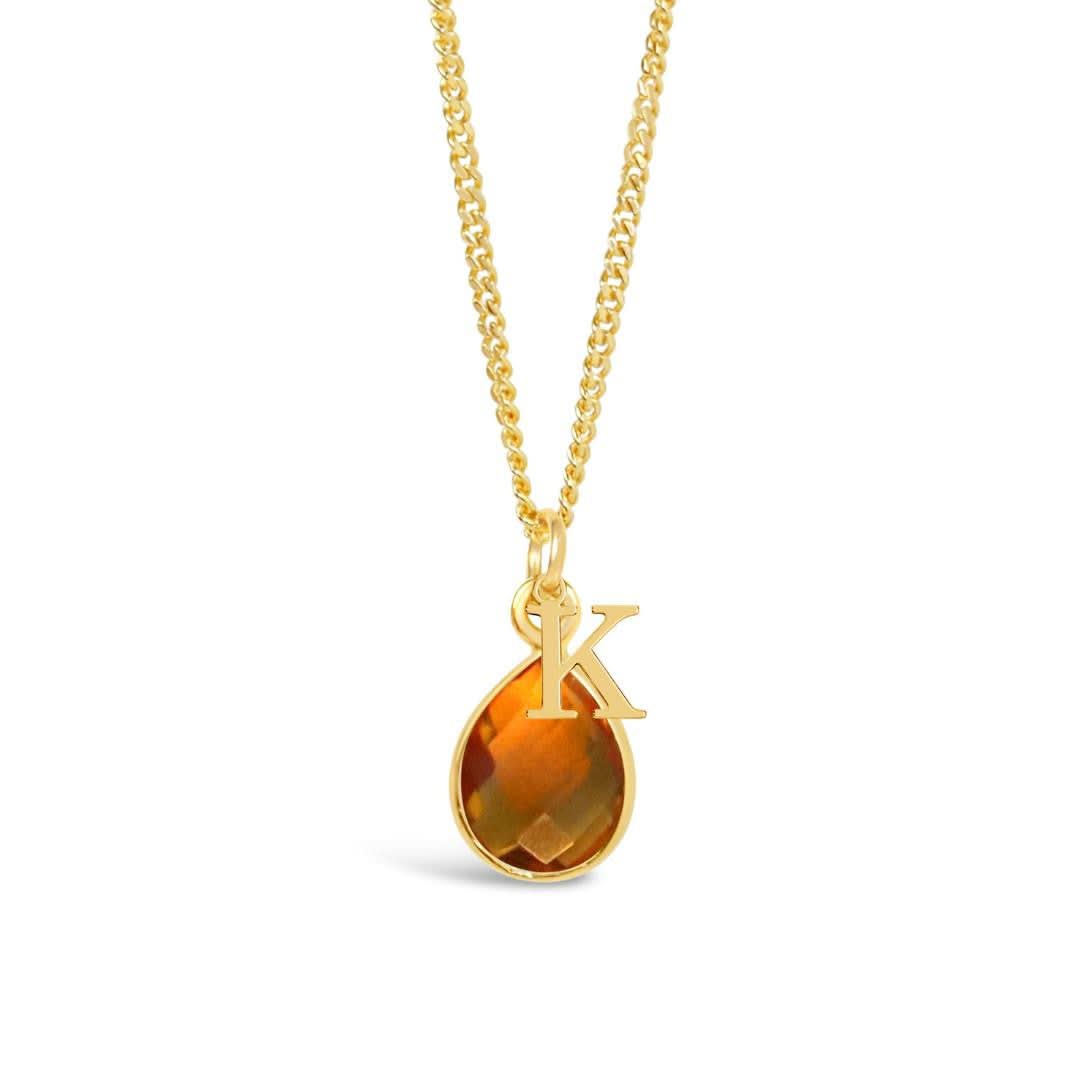 Natural Citrine Gemstone Gold Charm Necklace | November Birthstone Jewelry for Women | Perfect Gift for Birthday, Anniversary & Everyday Wear