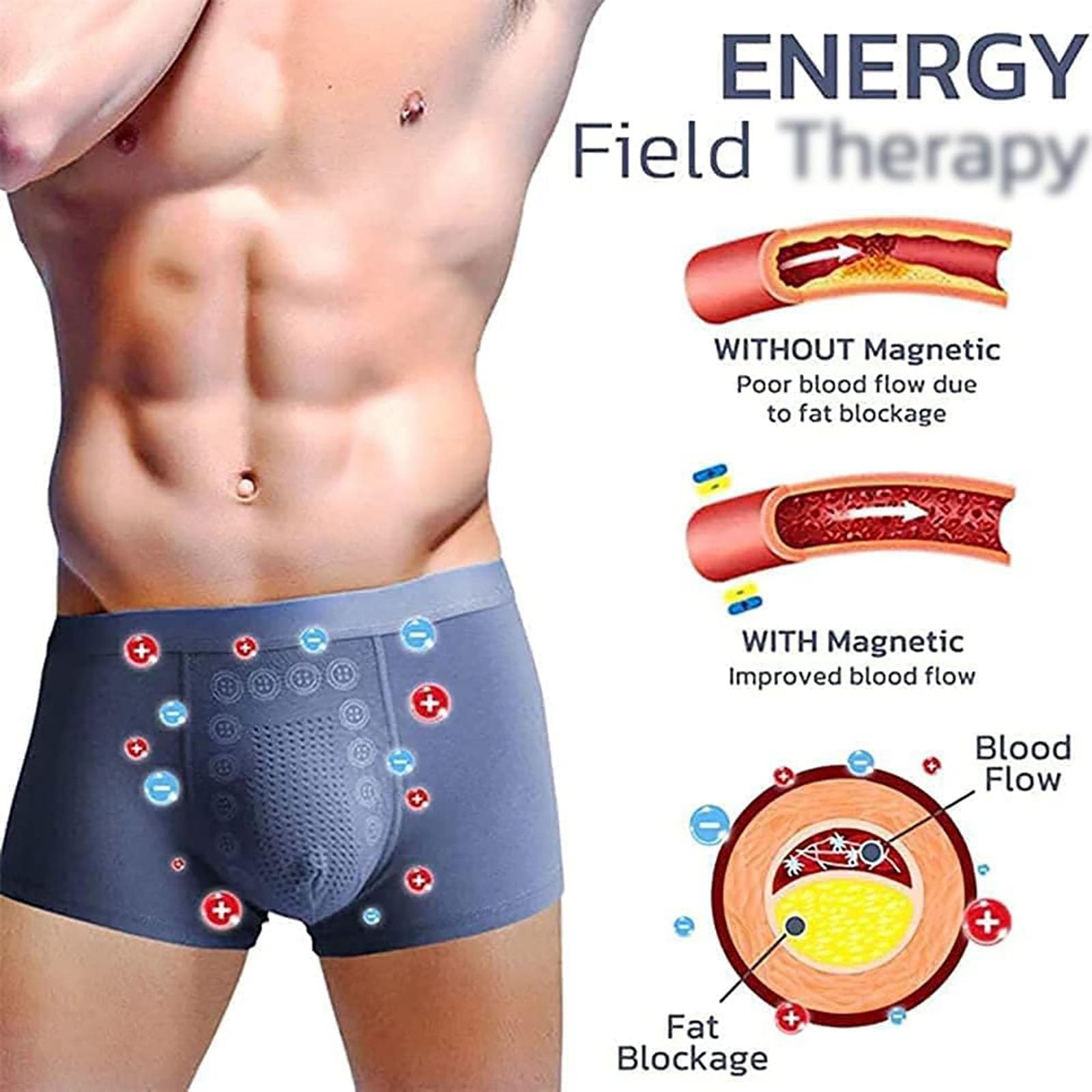 Magnetic Therapy Boxer Briefs for Men - Energy Field Therapy Underwear with Long Leg Design | Perfect for Pain Relief, Improved Circulation & Enhanced Comfort During Workouts & Daily Wear
