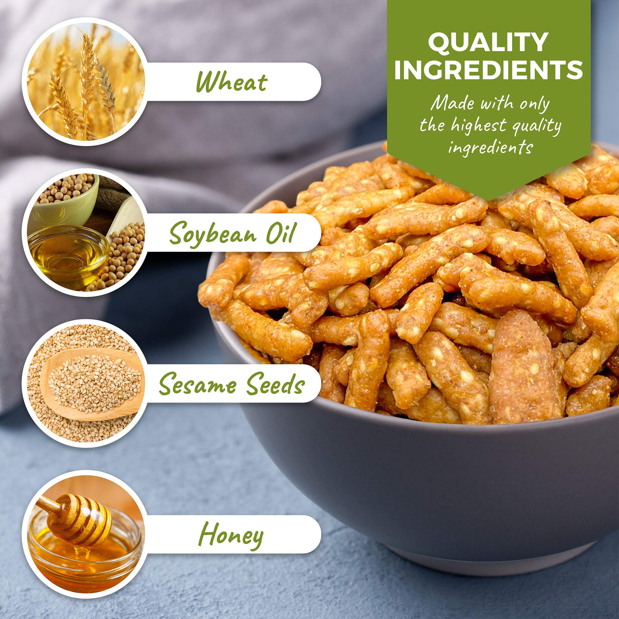 Oregon Farm Fresh Honey Roasted Sesame Sticks - 26oz Crunchy Sweet & Salty Snack - All Natural Gluten-Free Healthy Snacks for Office, Travel & Home - Perfect for Parties, Hiking & Movie Nights