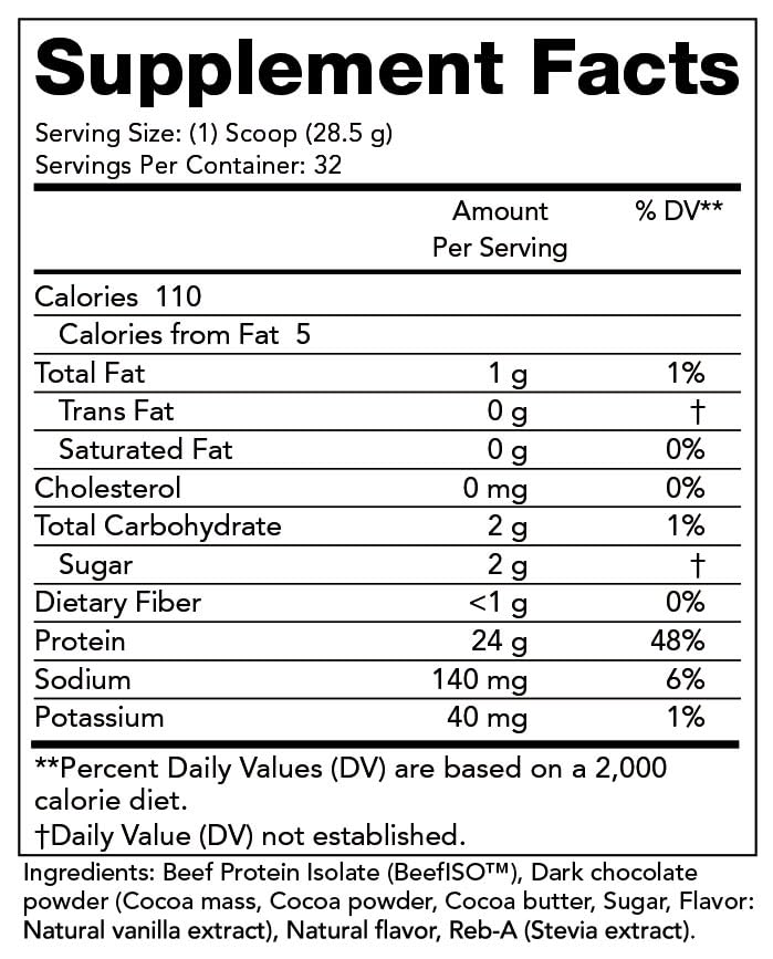 Olympian Labs Beef Protein Isolate Powder - 24g Protein, BST Free, 2g BCAAs, Muscle Building Amino Acids, 32oz Chocolate Flavor | Post-Workout Recovery & Muscle Growth Supplement for Athletes & Fitness Enthusiasts
