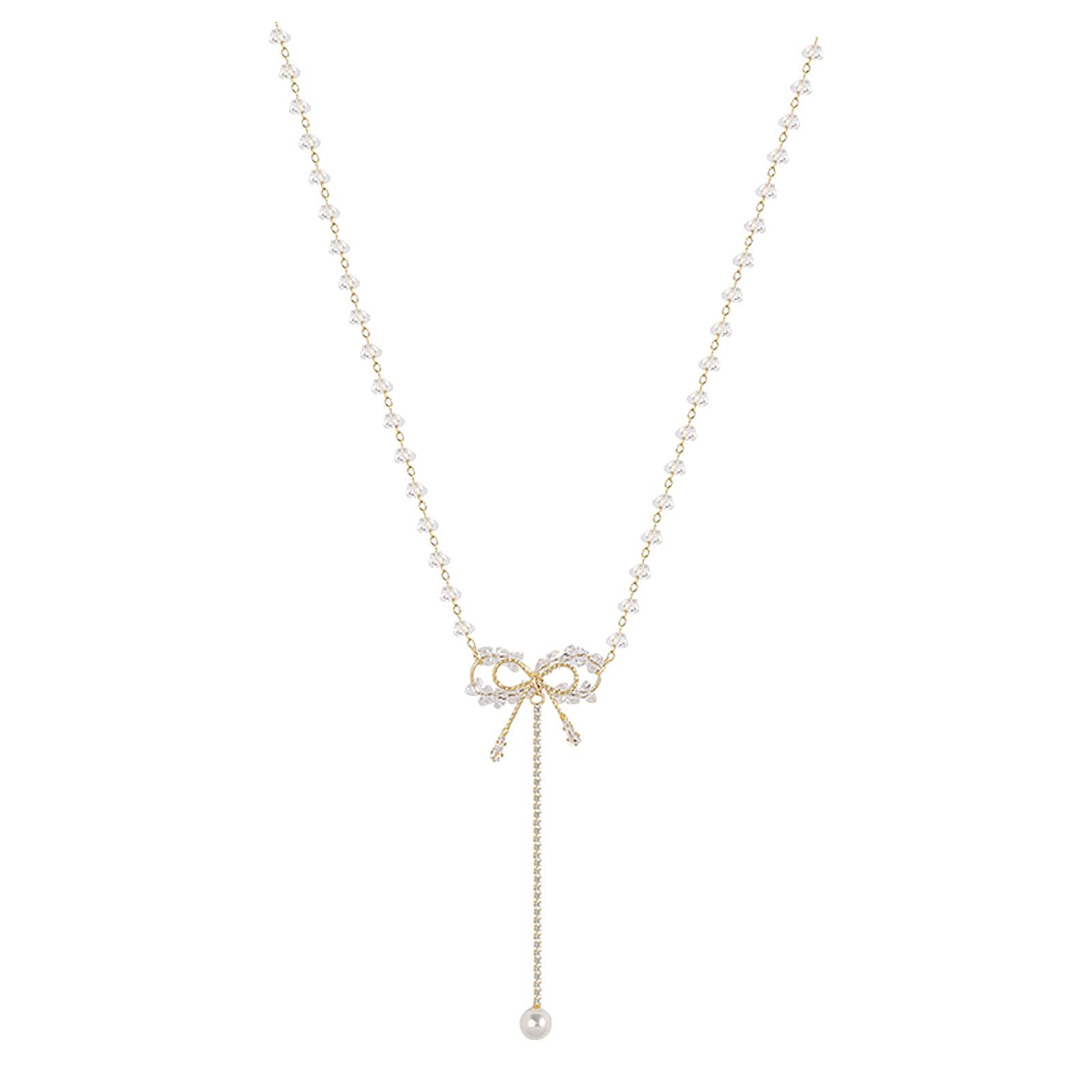 Elegant Bowknot Pendant Necklace for Women - Sterling Silver Heart Jewelry Gift for Mom, Wife, Girlfriend - Perfect for Birthday, Anniversary & Valentine's Day - Ideal for Date Nights, Weddings & Special Occasions