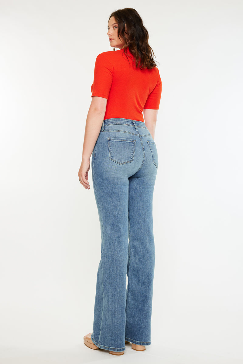 Dulce High Rise Wide Flare Jeans for Women - Curvy Fit Stretch Denim Pants, Comfortable & Flattering Bootcut Jeans for Casual Wear and Night Out
