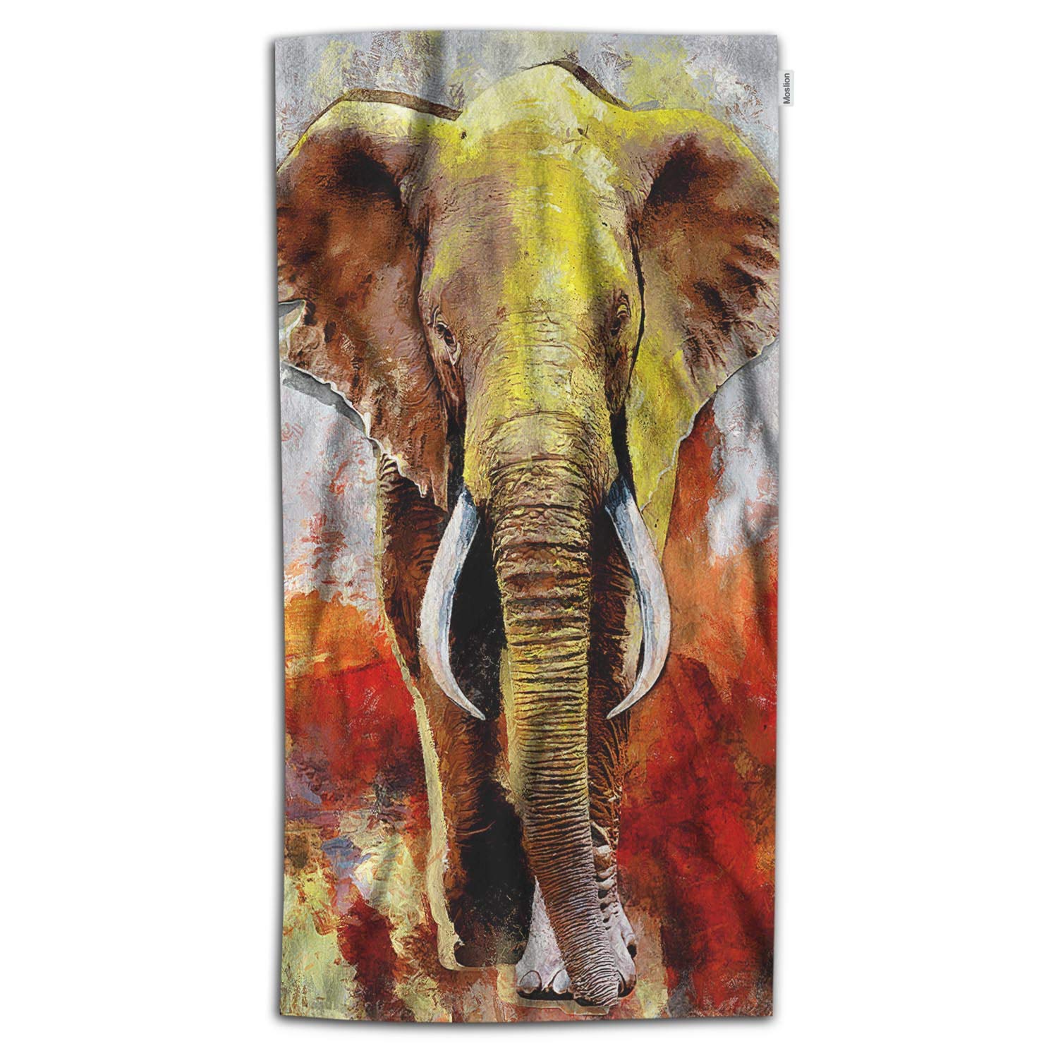 Moslion Elephant Bath Towels 64x32 Inch - Soft Polyester Microfiber Hand & Bath Towel Set, Modern Abstract Animal Art Design for Bathroom Decor - Perfect for Spa, Guest Bathrooms & Beach Trips
