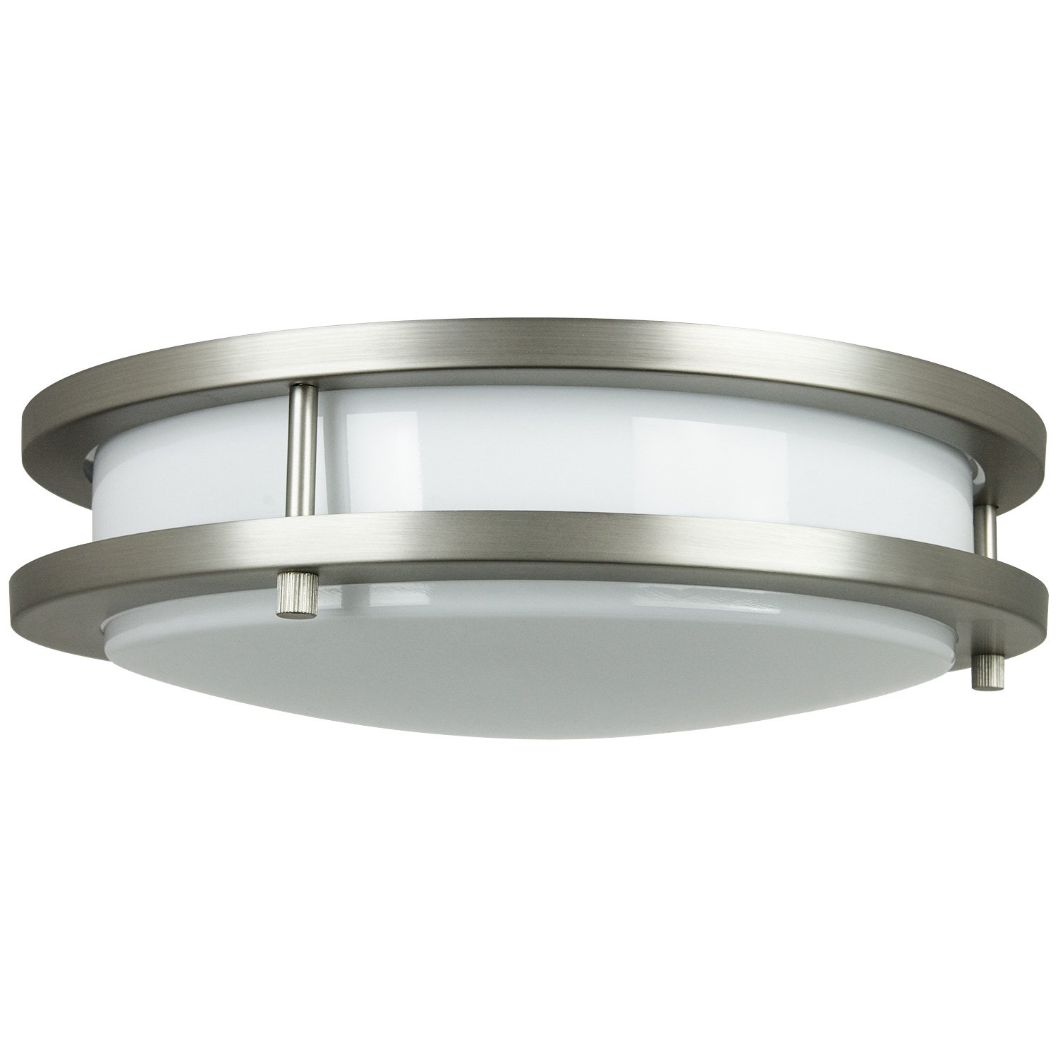 Sunlite 45585-SU 18 Inch Energy Efficient LED Ceiling Light Fixture - Satin Nickel Finish with Alabaster Lens - Perfect for Bedroom, Living Room & Office Lighting