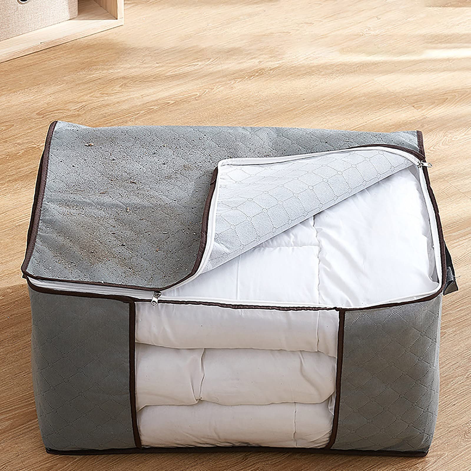 90L Large Foldable Storage Bags - 2 Pack Clothes & Blanket Organizer with Handles | Space-Saving Closet Storage Solution for Bedding, Comforters & Seasonal Clothing