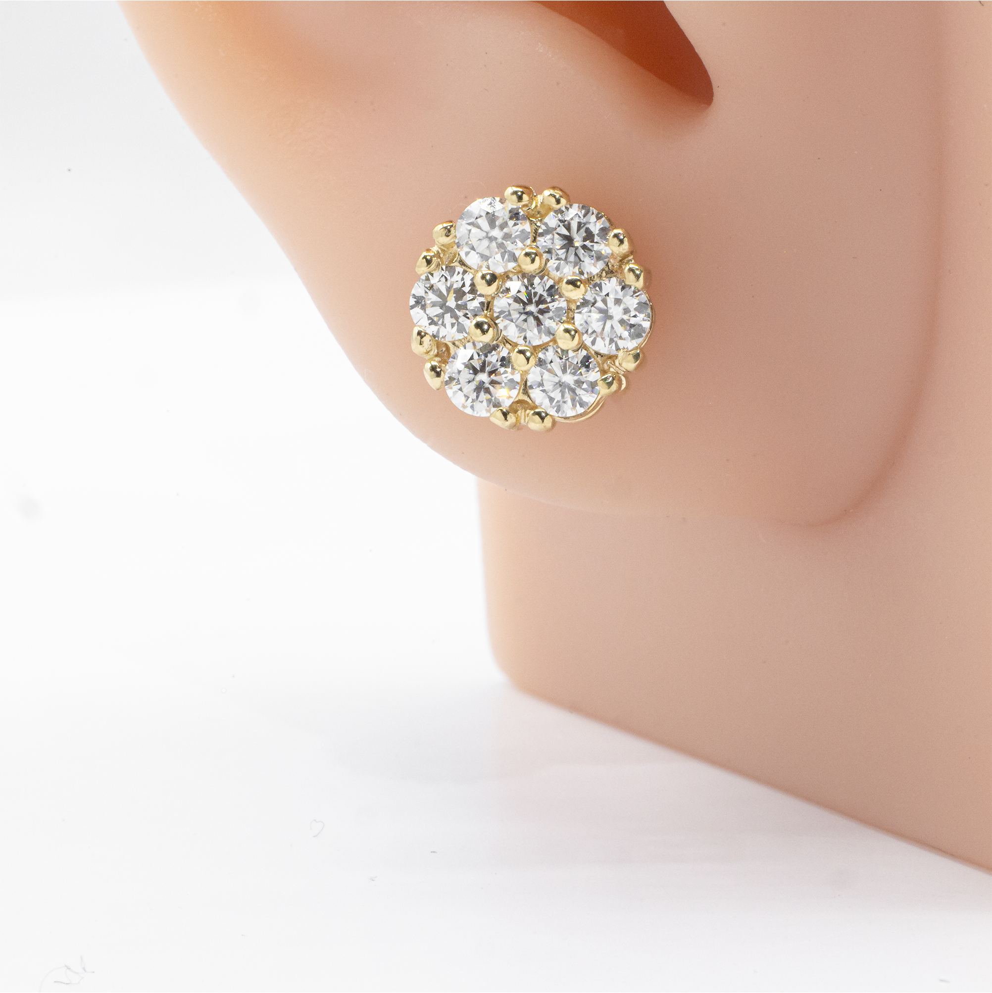 14K Yellow Gold Lab-Grown Diamond Cluster Earrings - 1.45 Carat Total Weight | Elegant Stud Earrings for Women, Perfect for Weddings, Parties & Everyday Wear
