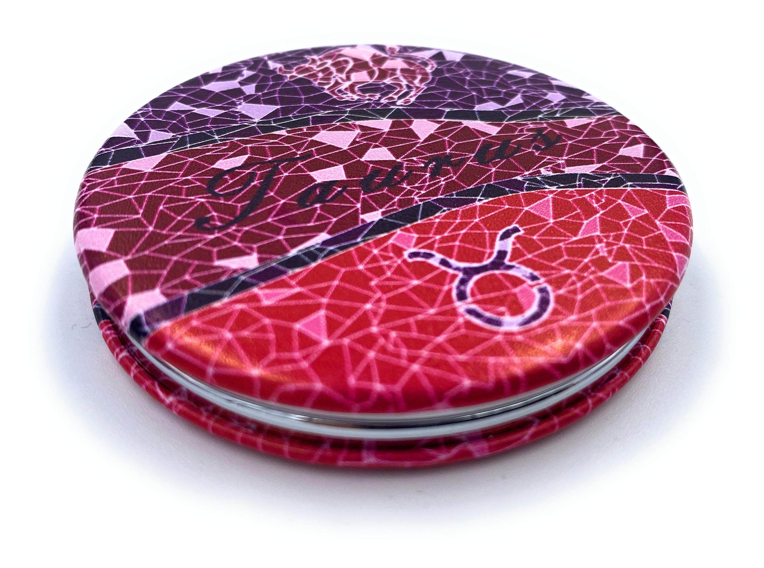 Taurus Zodiac Gifts for Women - Compact Makeup Mirror with Pocket Charm, 2.75