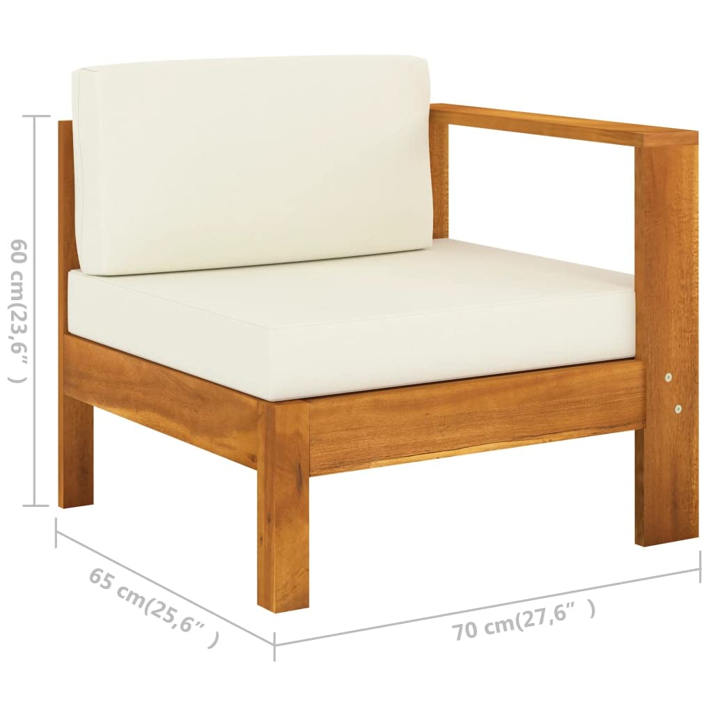 vidaXL Cream White Outdoor Patio Sofa Set - Acacia Wood Garden Lounge Furniture with Comfy Cushions - Weather-Resistant for Backyard, Poolside & Deck - Easy Assembly Durable Modern Design