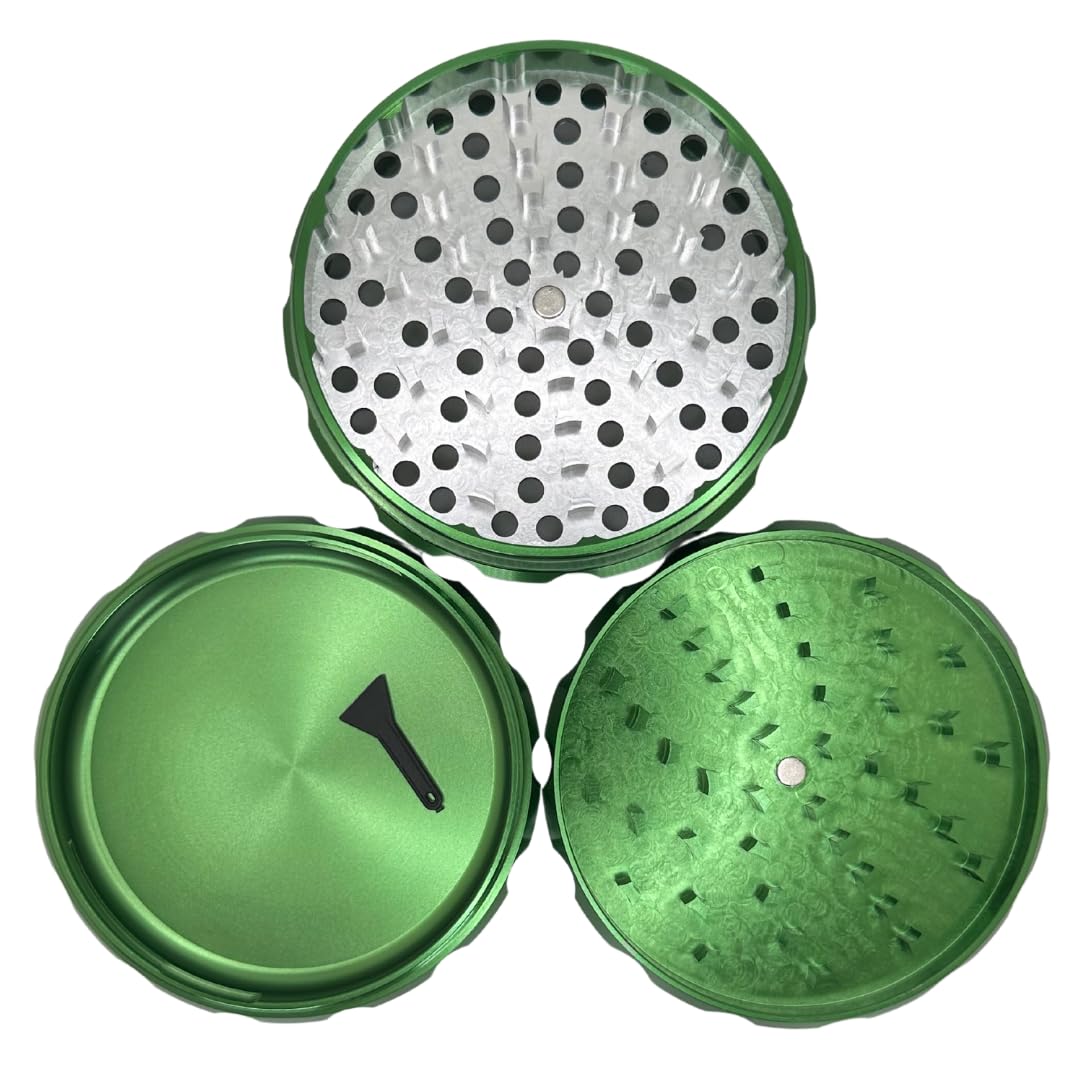 4 Inch Aluminum Alloy Herb Grinder - 3 Layer Spice Crusher with Pollen Catcher, Portable for Home & Travel Use (Forest Green) | Perfect for Grinding Herbs, Spices & Tobacco On-The-Go